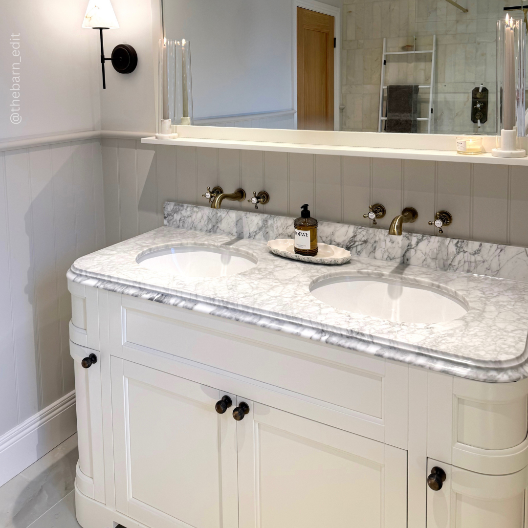 Cobham Carrara Marble Floorstanding Vanity Unit (Matte Cream) 1400mm