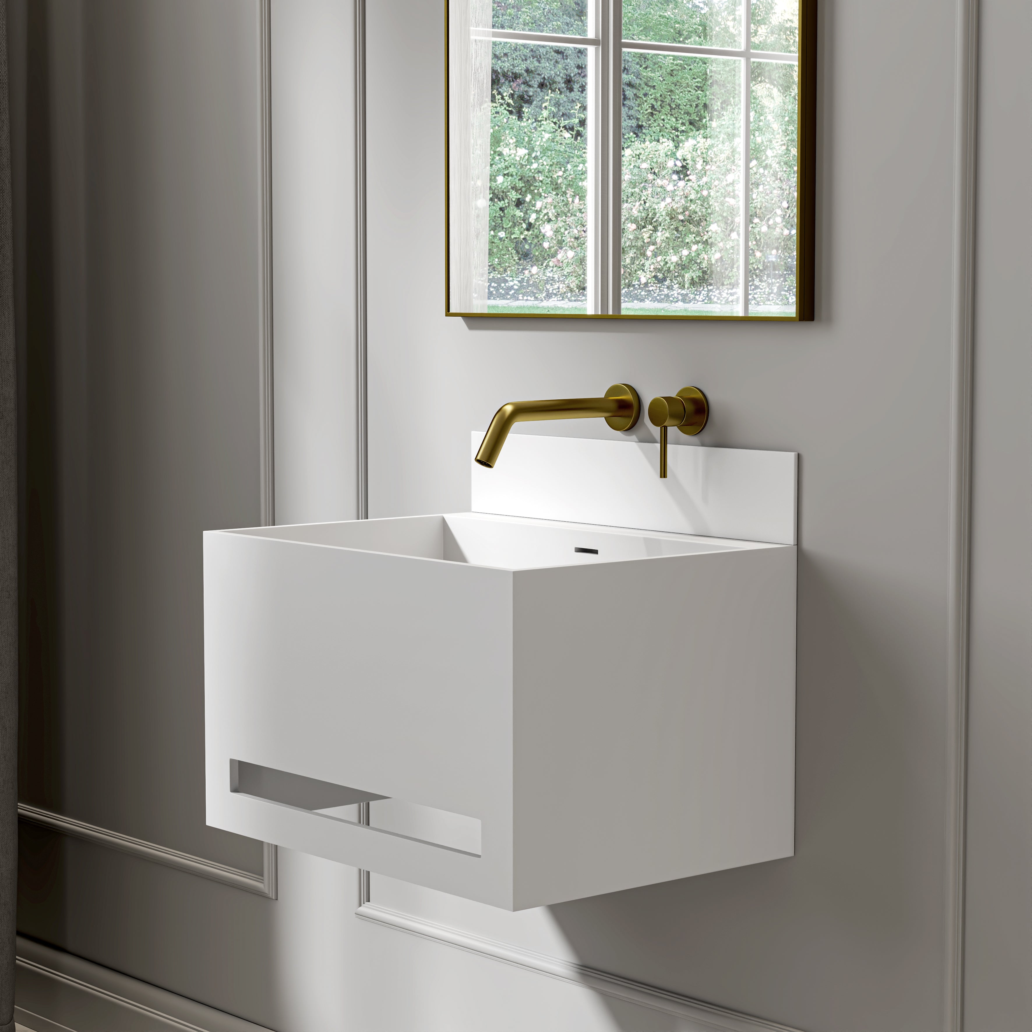 Matte White Stone Resin Upstand 550mm