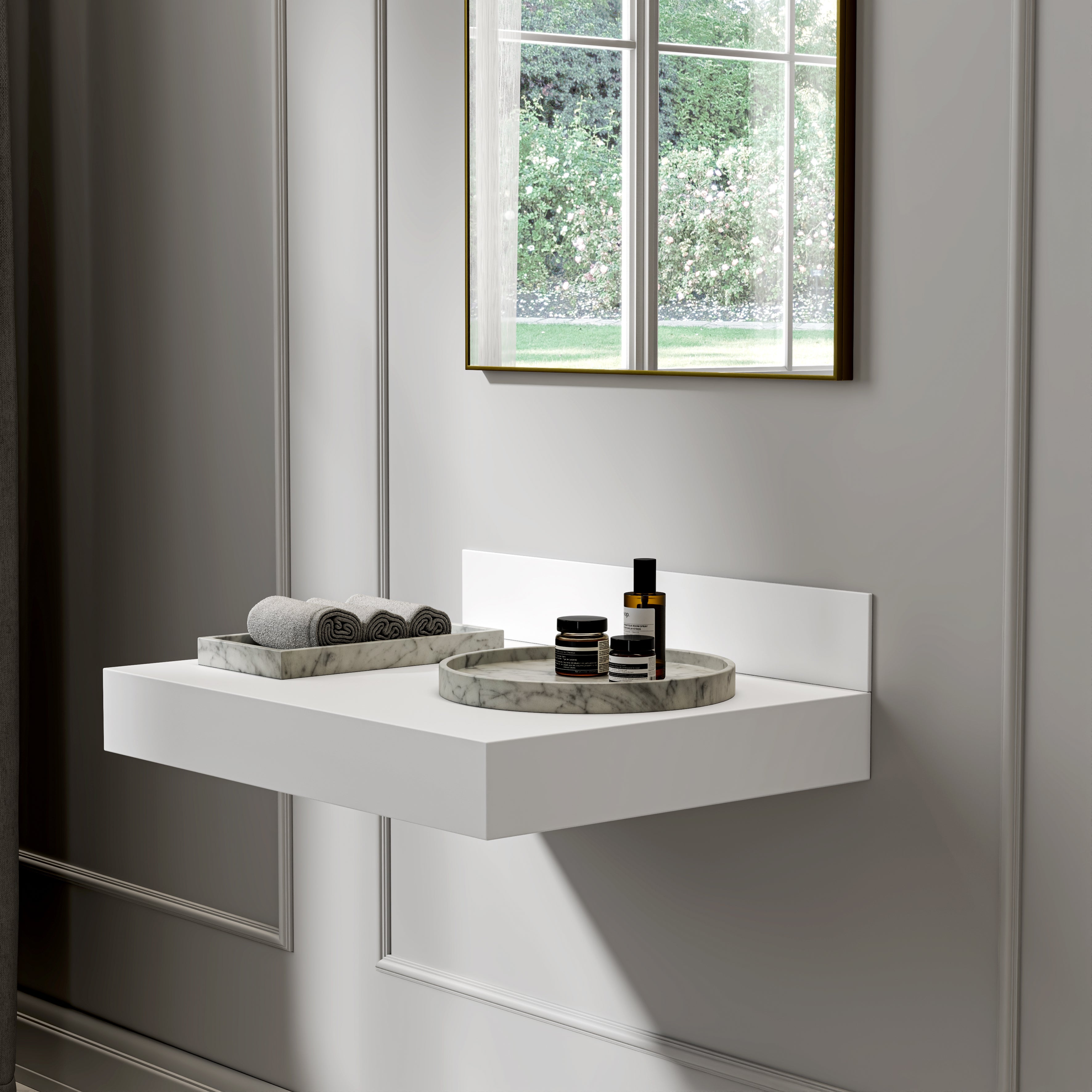 Matte White Stone Resin Upstand 660mm