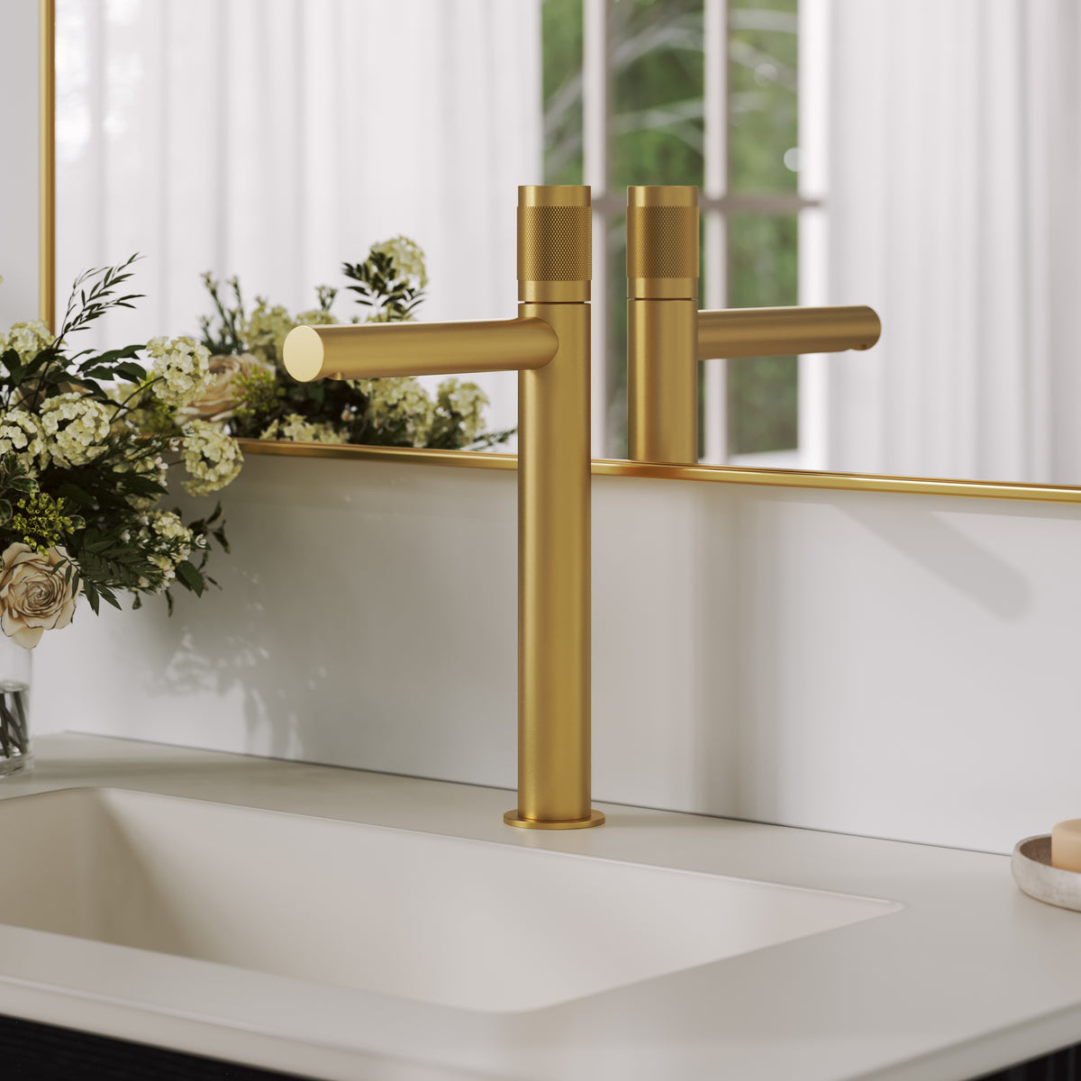Alder Monobloc Brushed Gold Basin Tall Mixer Tap