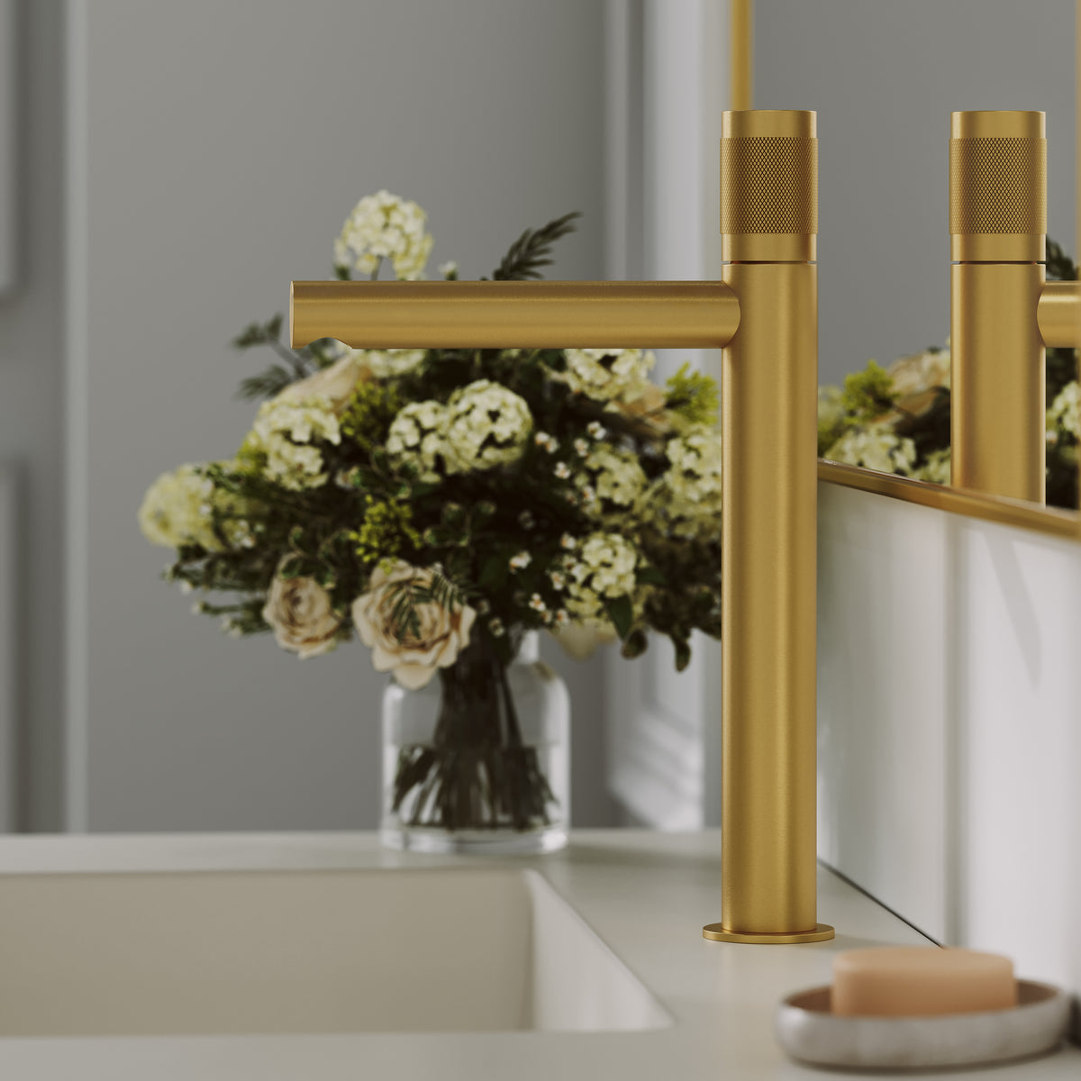 Alder Monobloc Brushed Gold Basin Tall Mixer Tap
