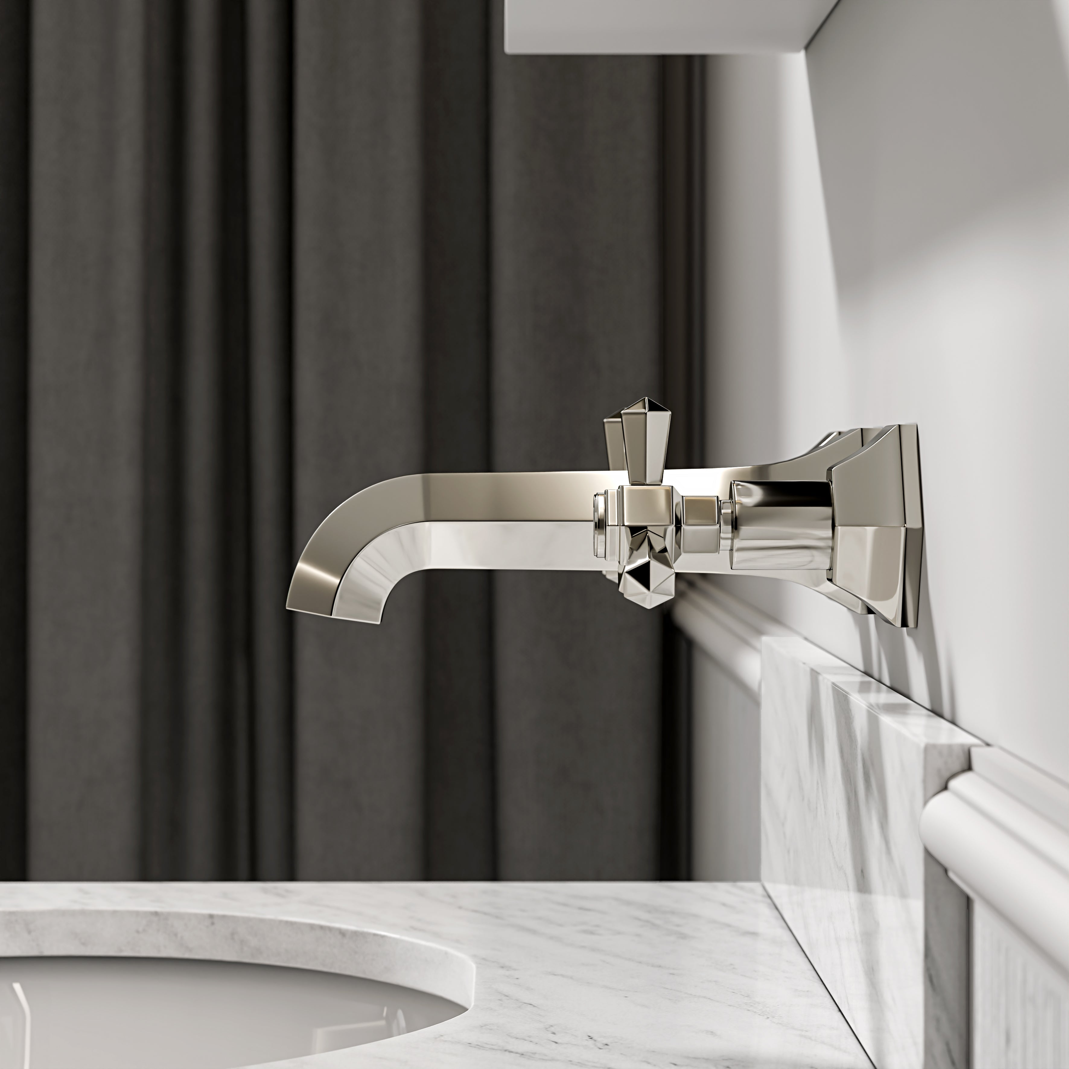 Arlington Polished Nickel Wall Mounted Basin Mixer Tap