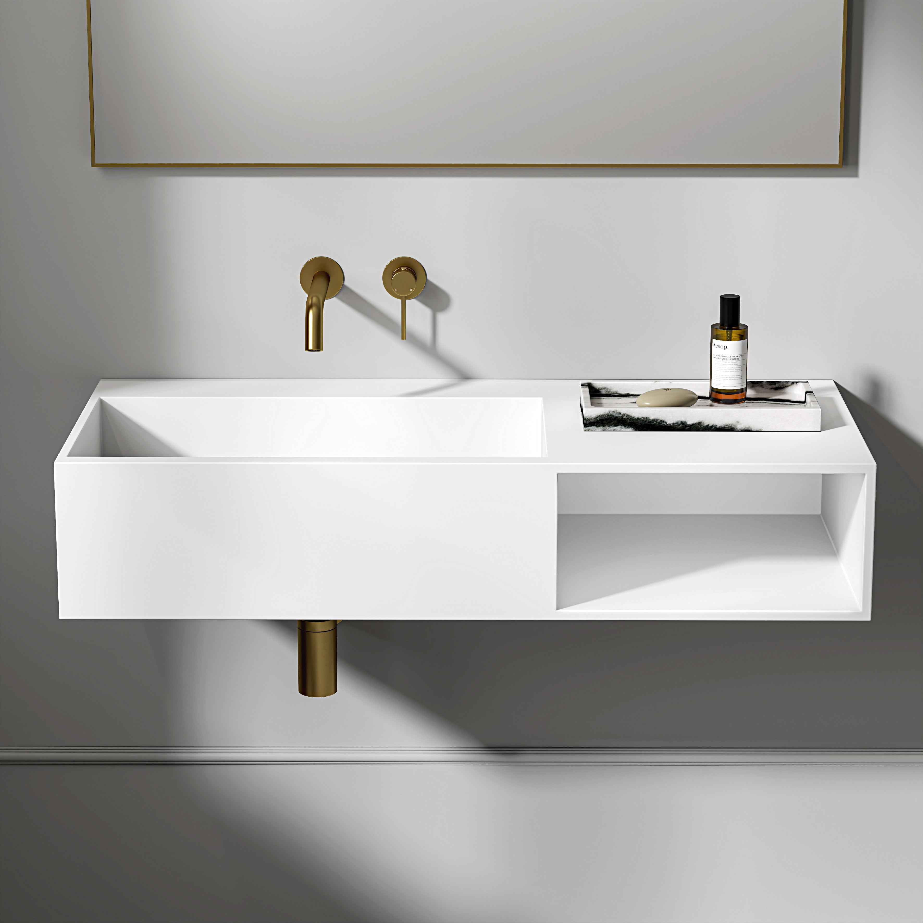 Aurelia Panda Marble Rectangular Tray