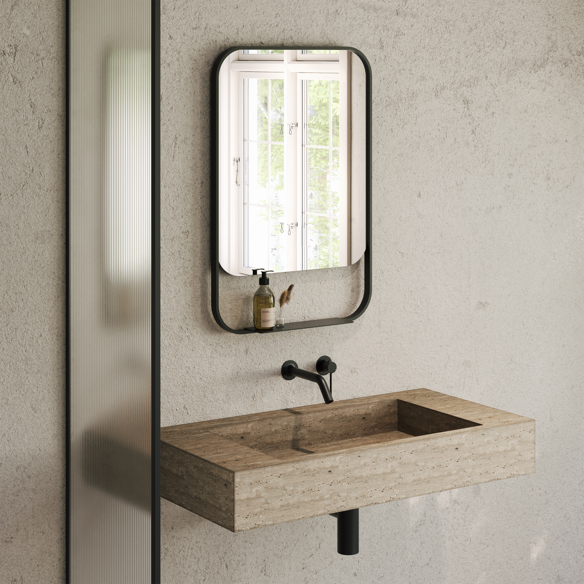 Balham Matte Black Mirror 600mm