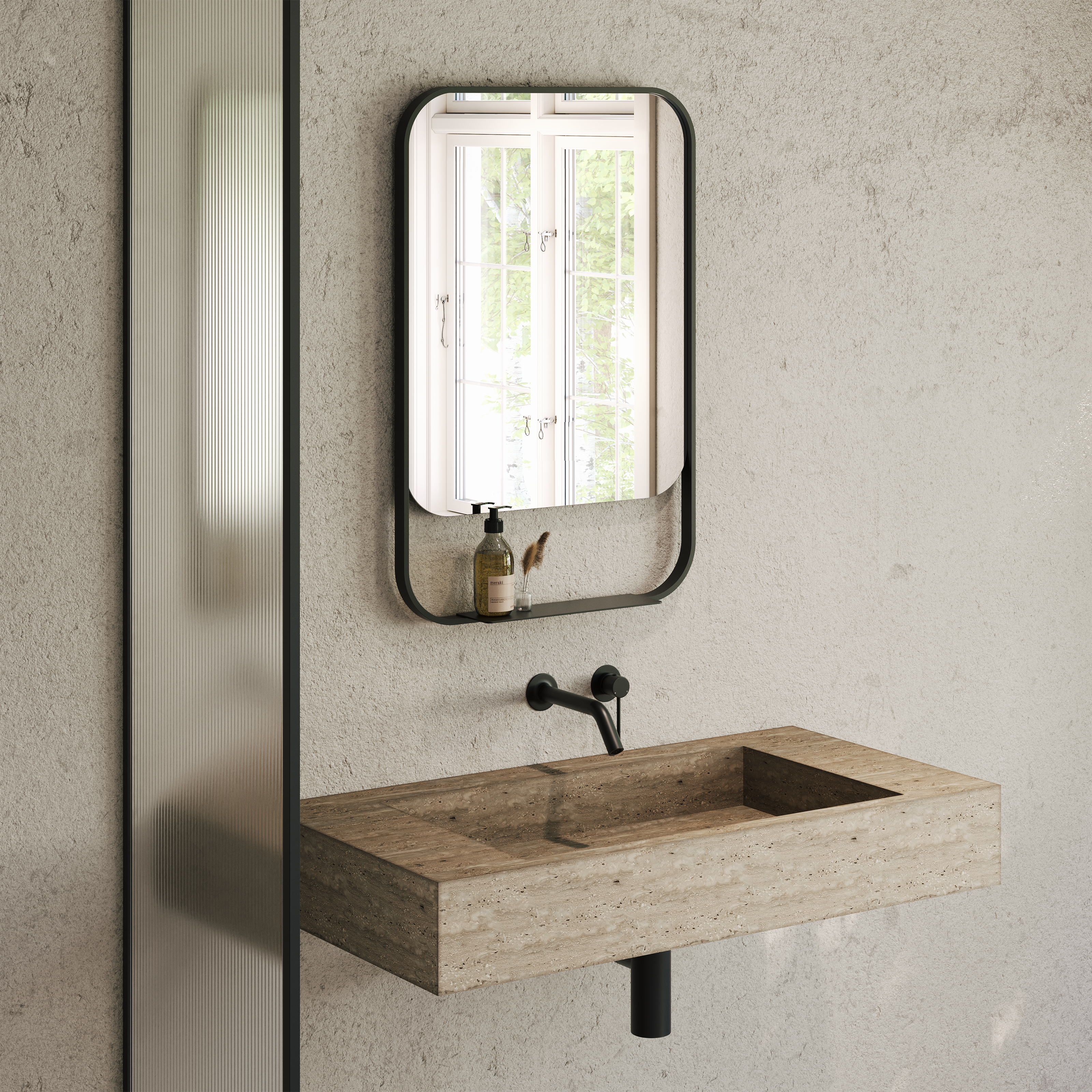 Balham Matte Black Mirror 600mm