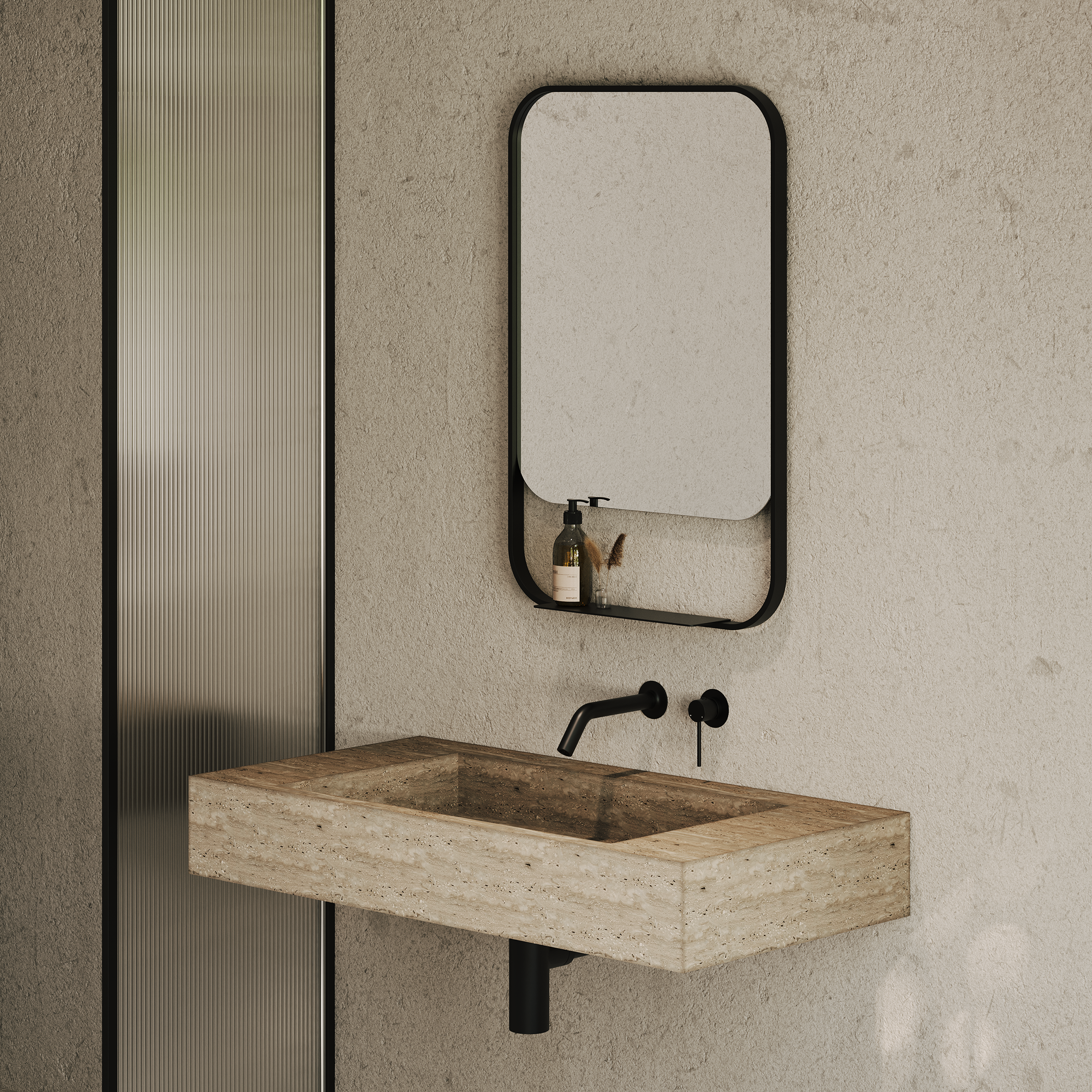 Balham Matte Black Mirror 600mm