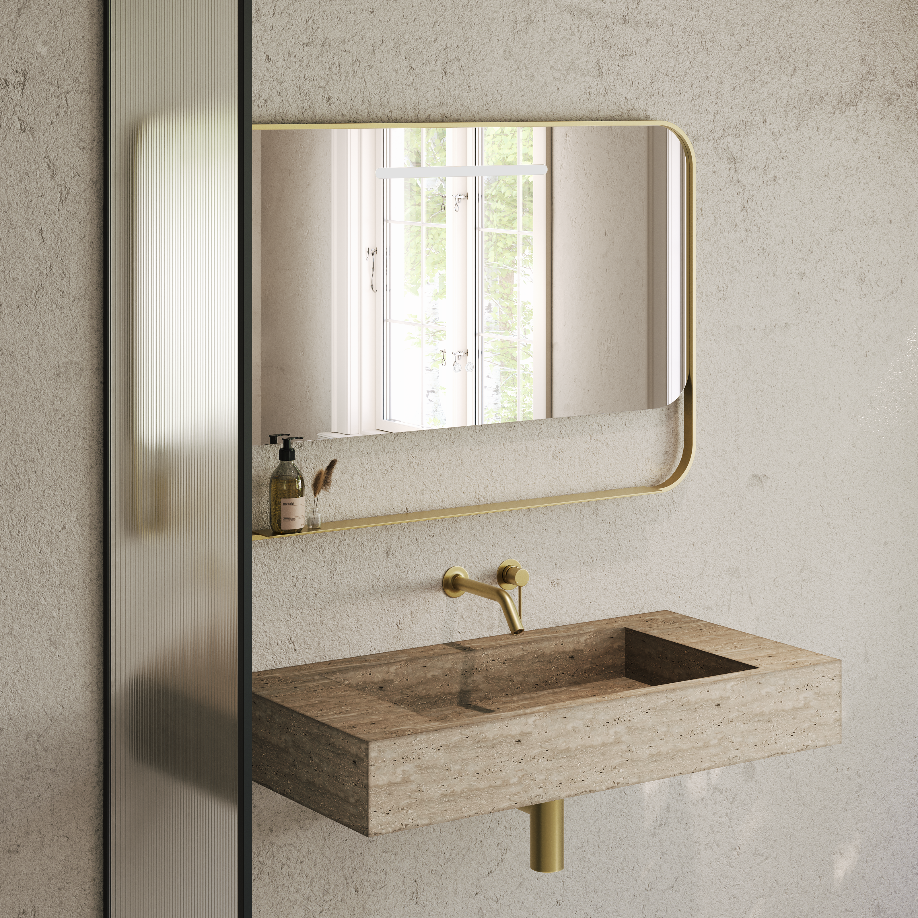Balham Brushed Gold Mirror With Natural White LED Light and Demister 1200mm