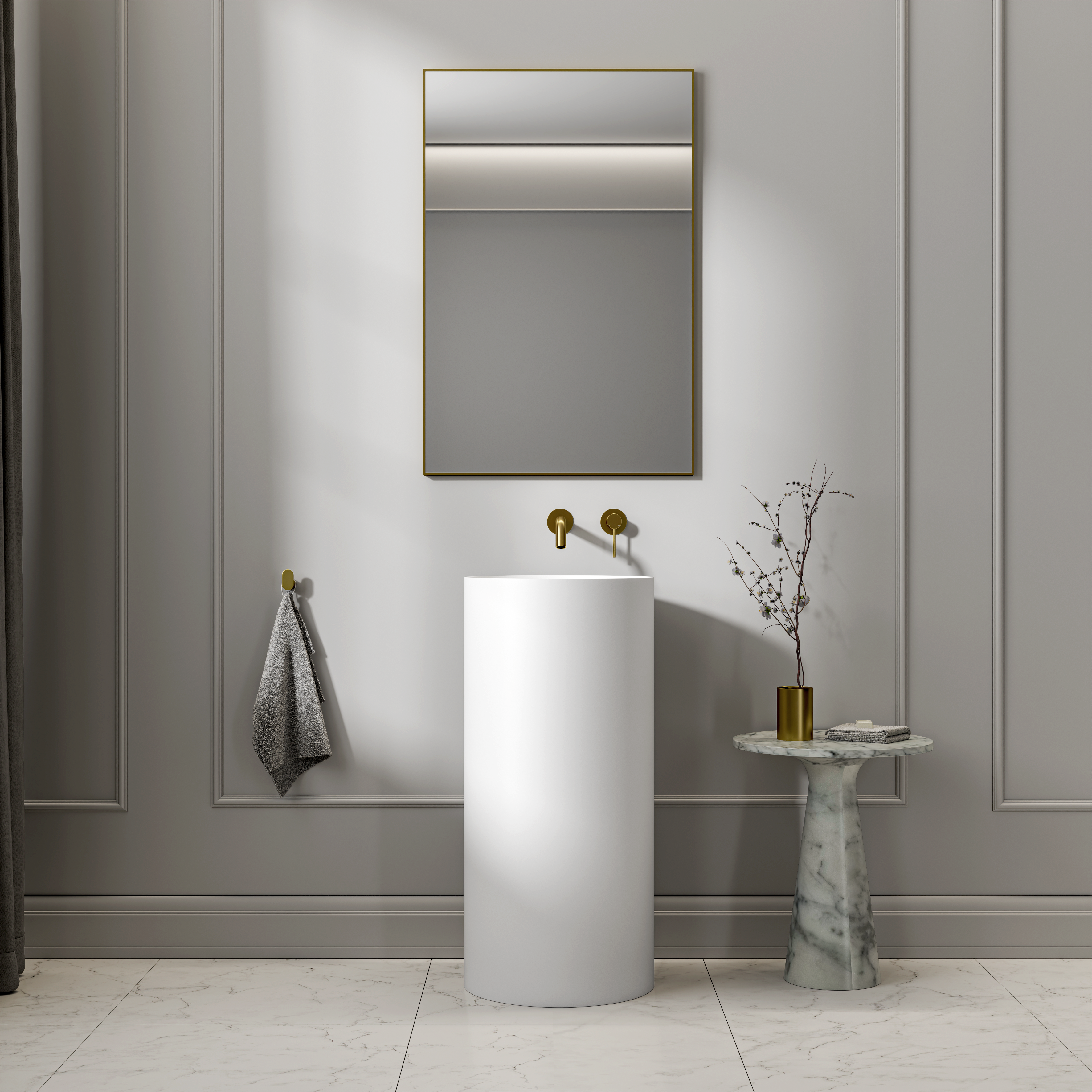 Alderley Freestanding White Stone Basin 400mm