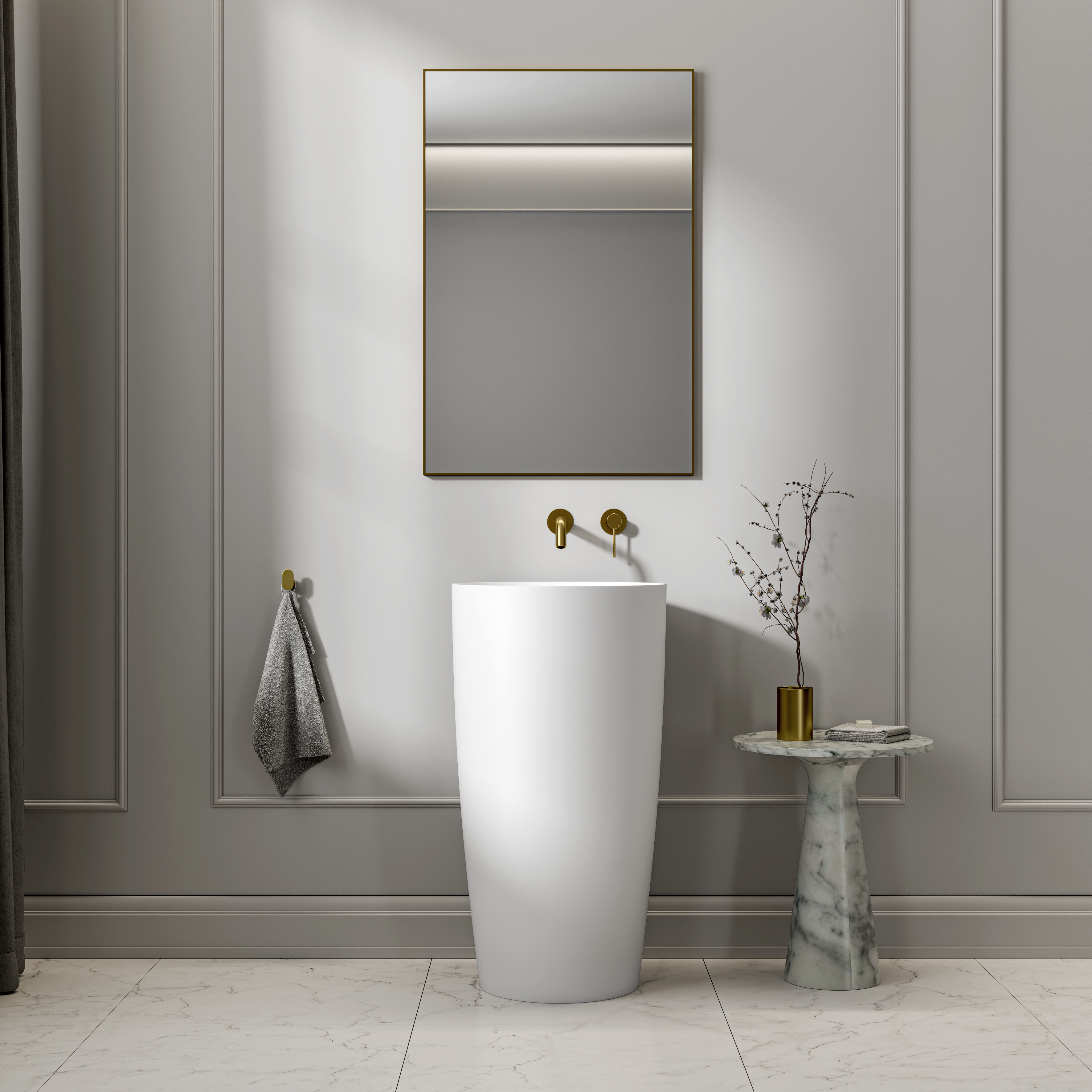 Ashford Freestanding White Stone Basin 450mm