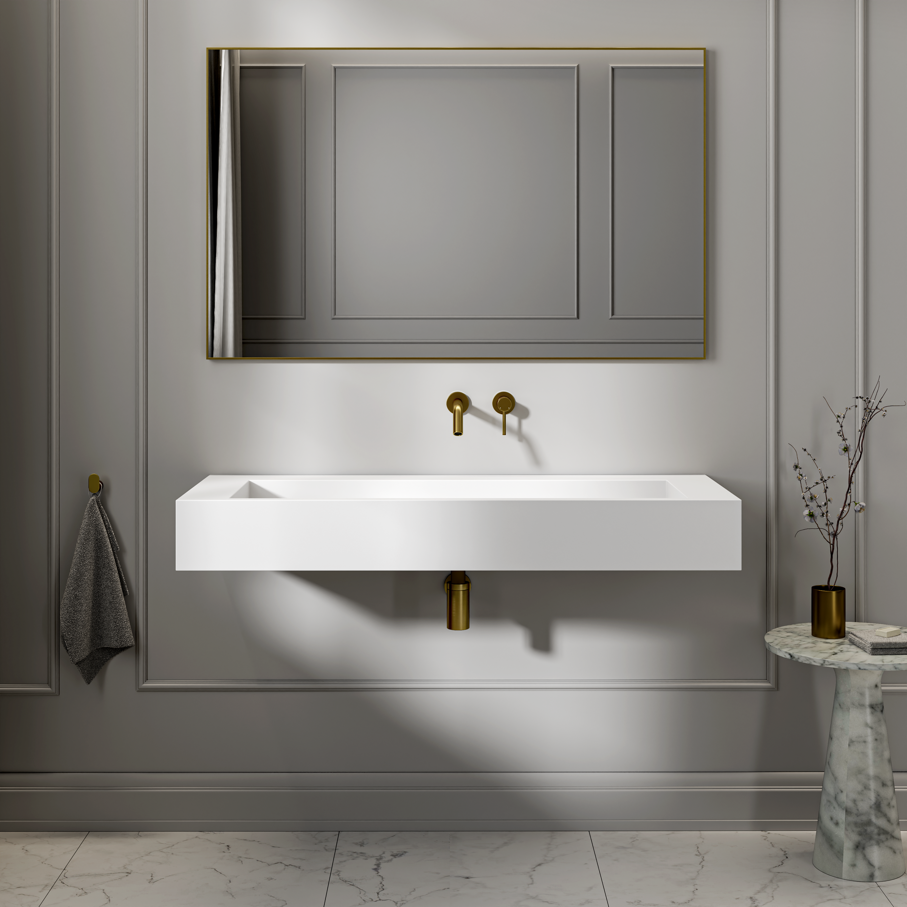 Erling Stone Basin Matte White 1200mm