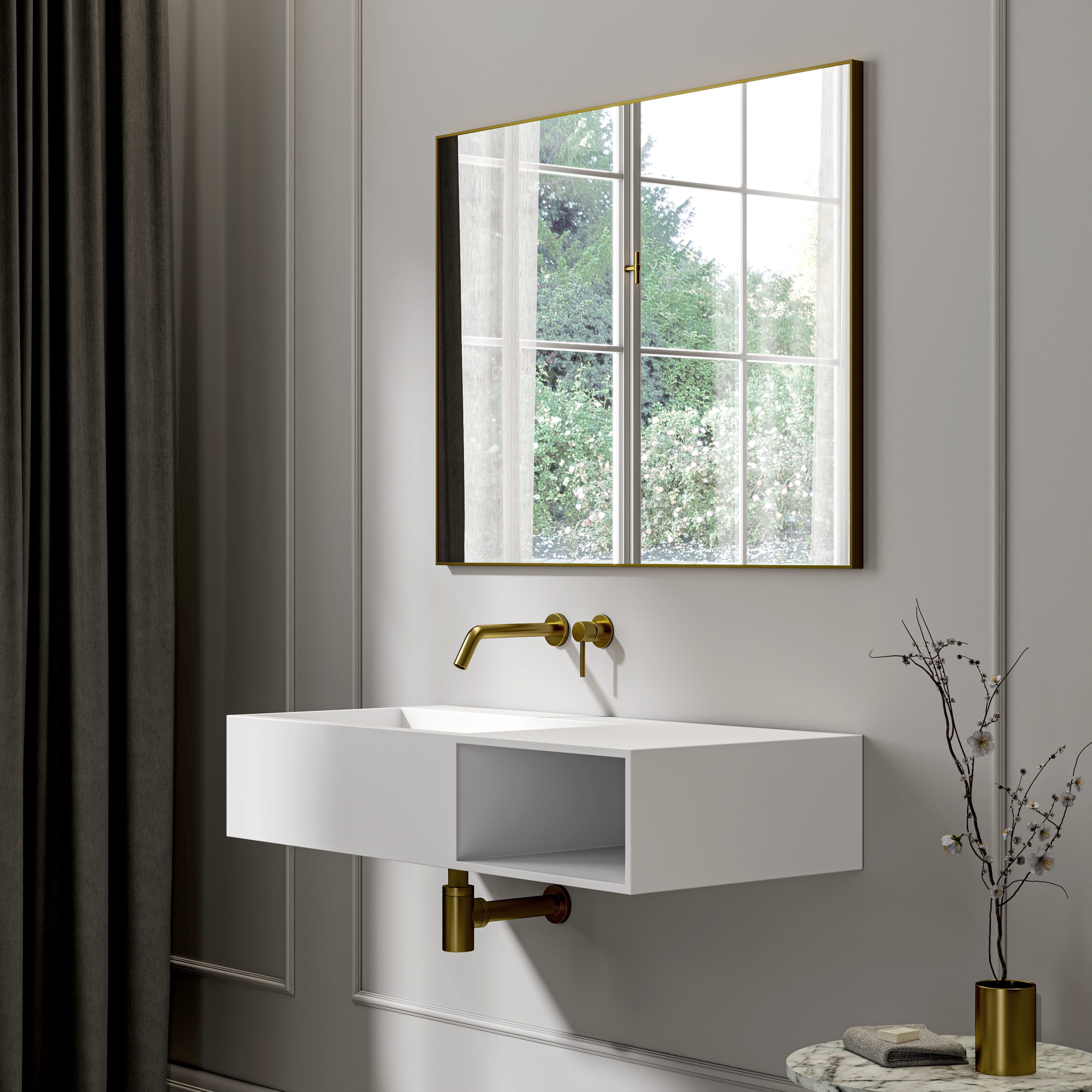Gilbert Stone Basin Matte White 1000mm