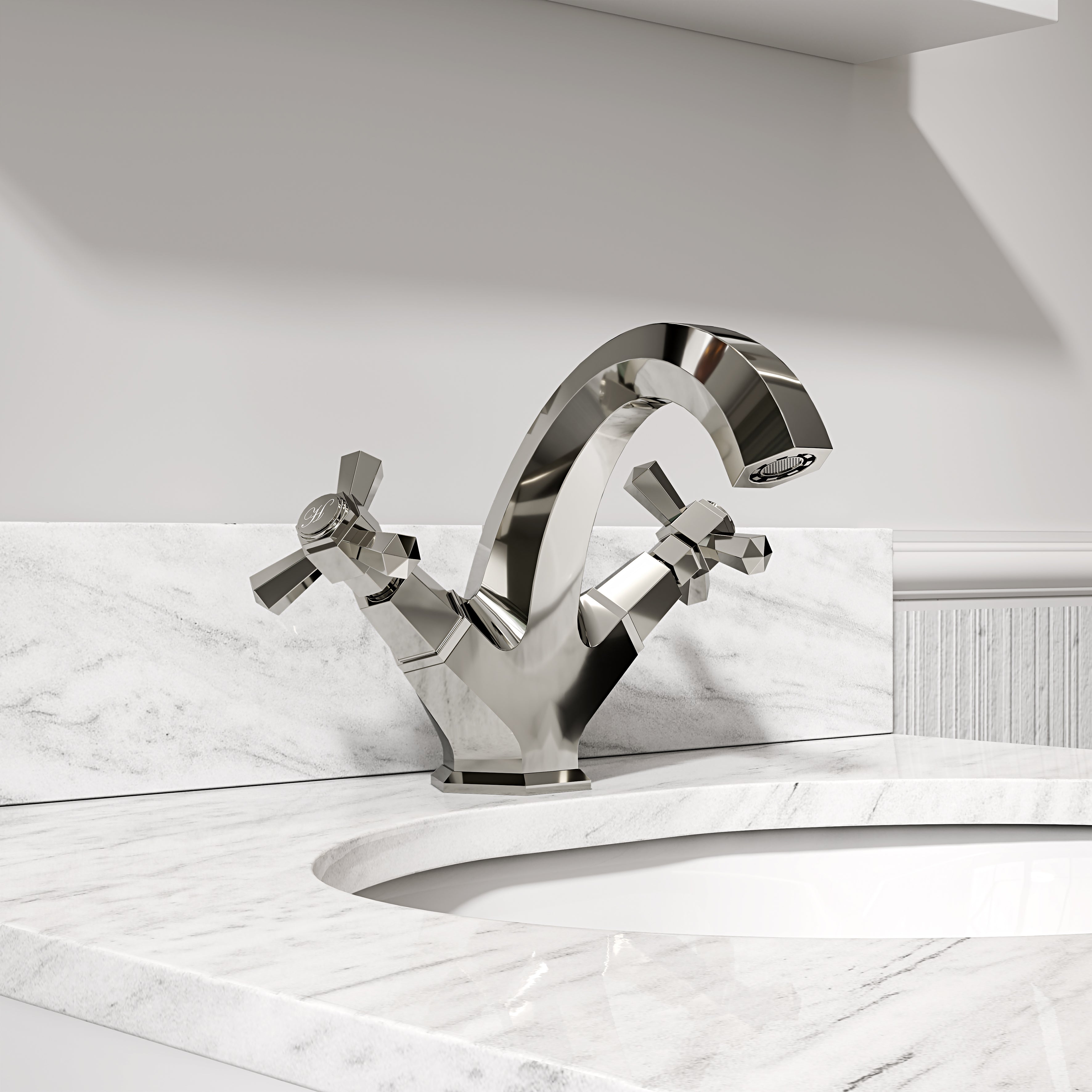 Arlington Polished Nickel Basin Mixer Tap