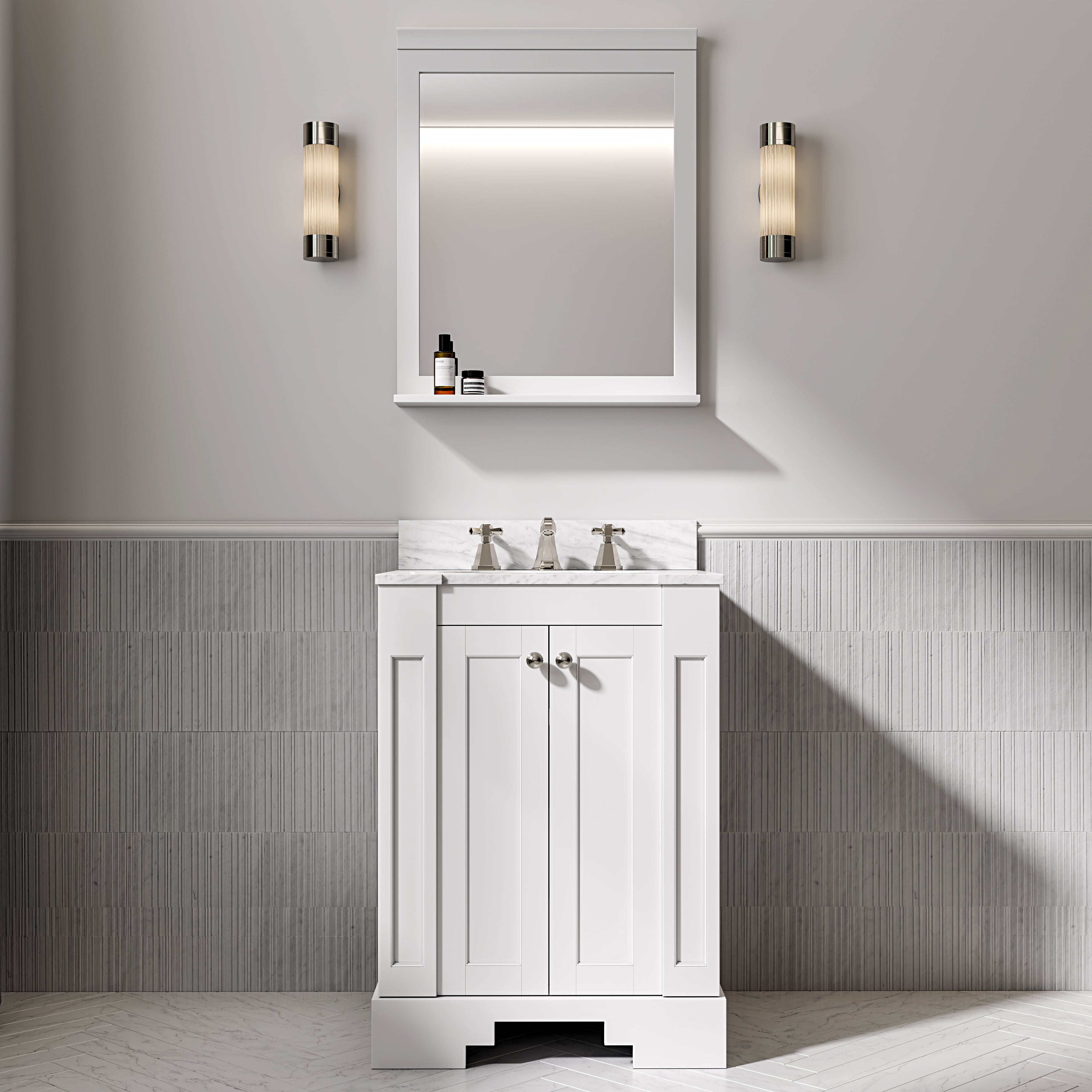 Arlington Polished Nickel Deck Mounted 3 hole Basin Mixer Tap