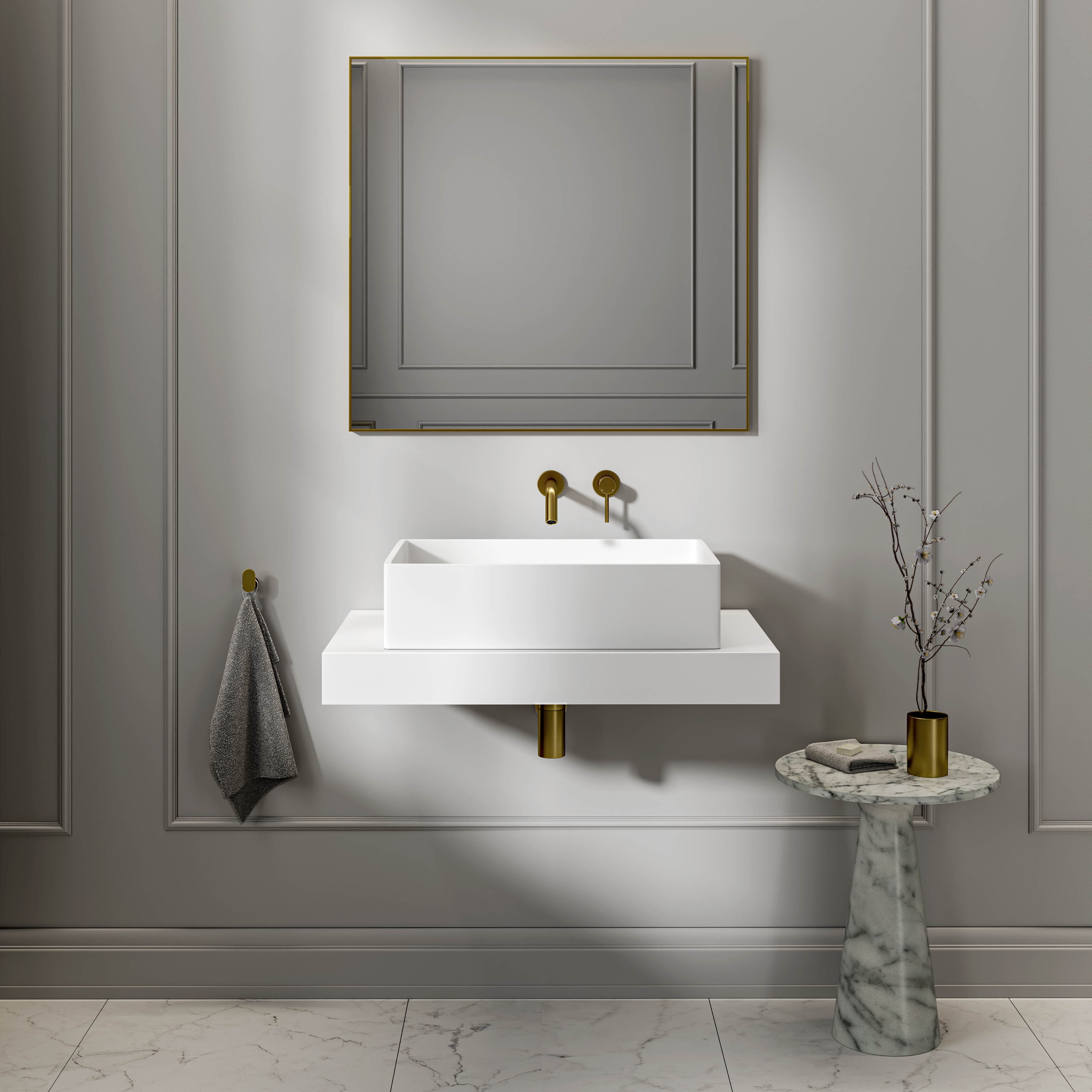 Vogue Countertop Stone Basin 600mm White