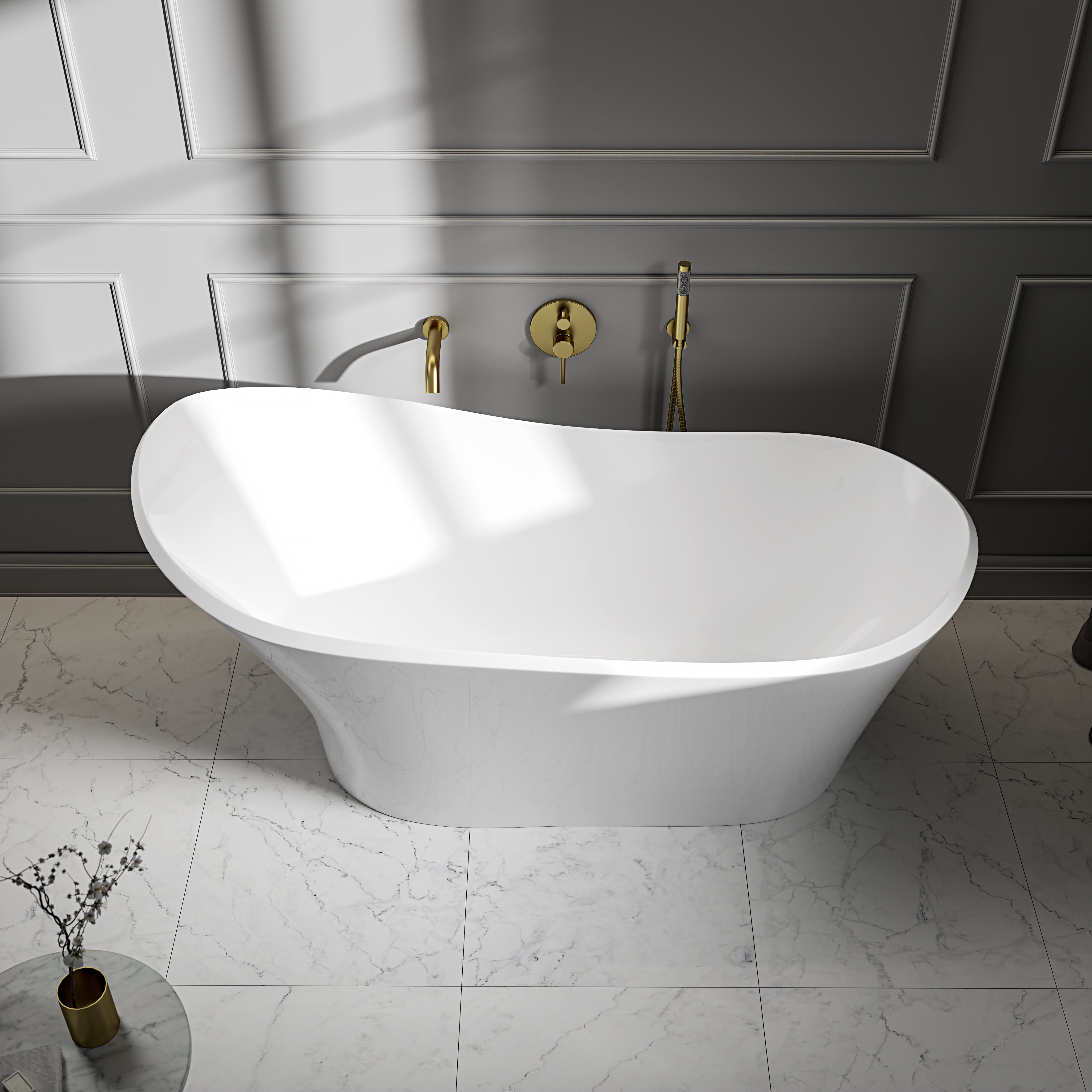 Hudson Freestanding White Stone Bath 1690mm
