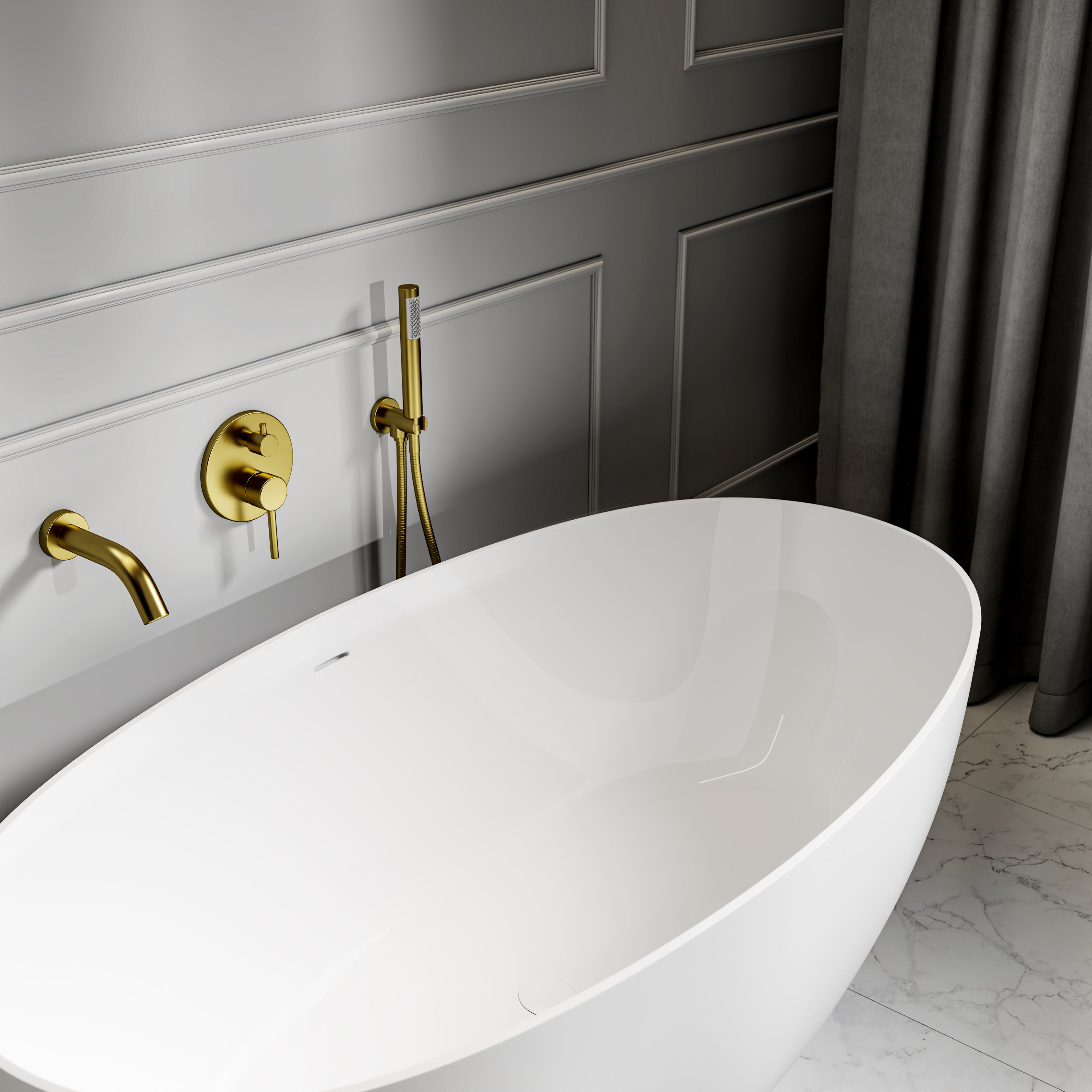 Bromley Freestanding White Stone Bath 1500mm