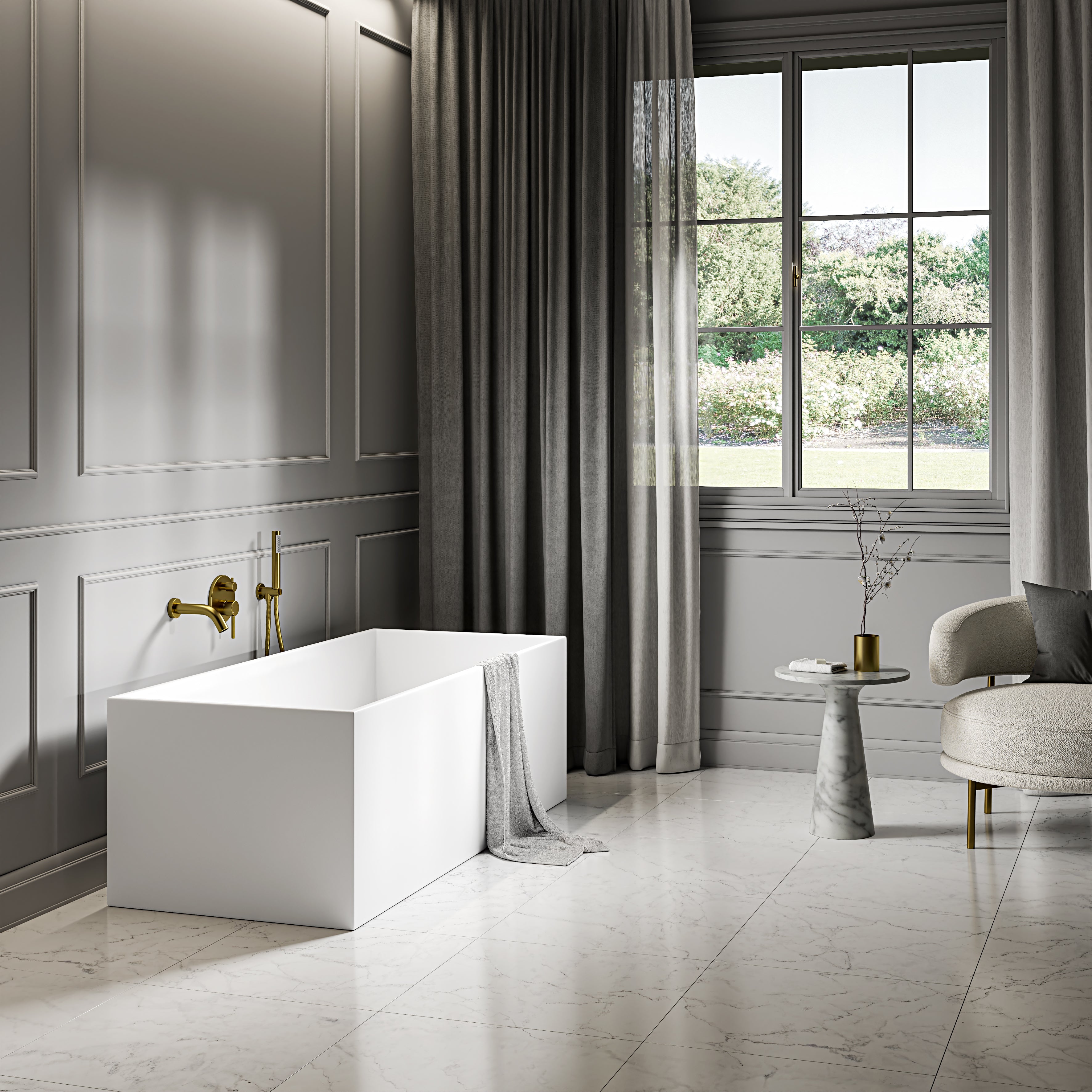 Kirkby Freestanding White Stone Bath 1700mm