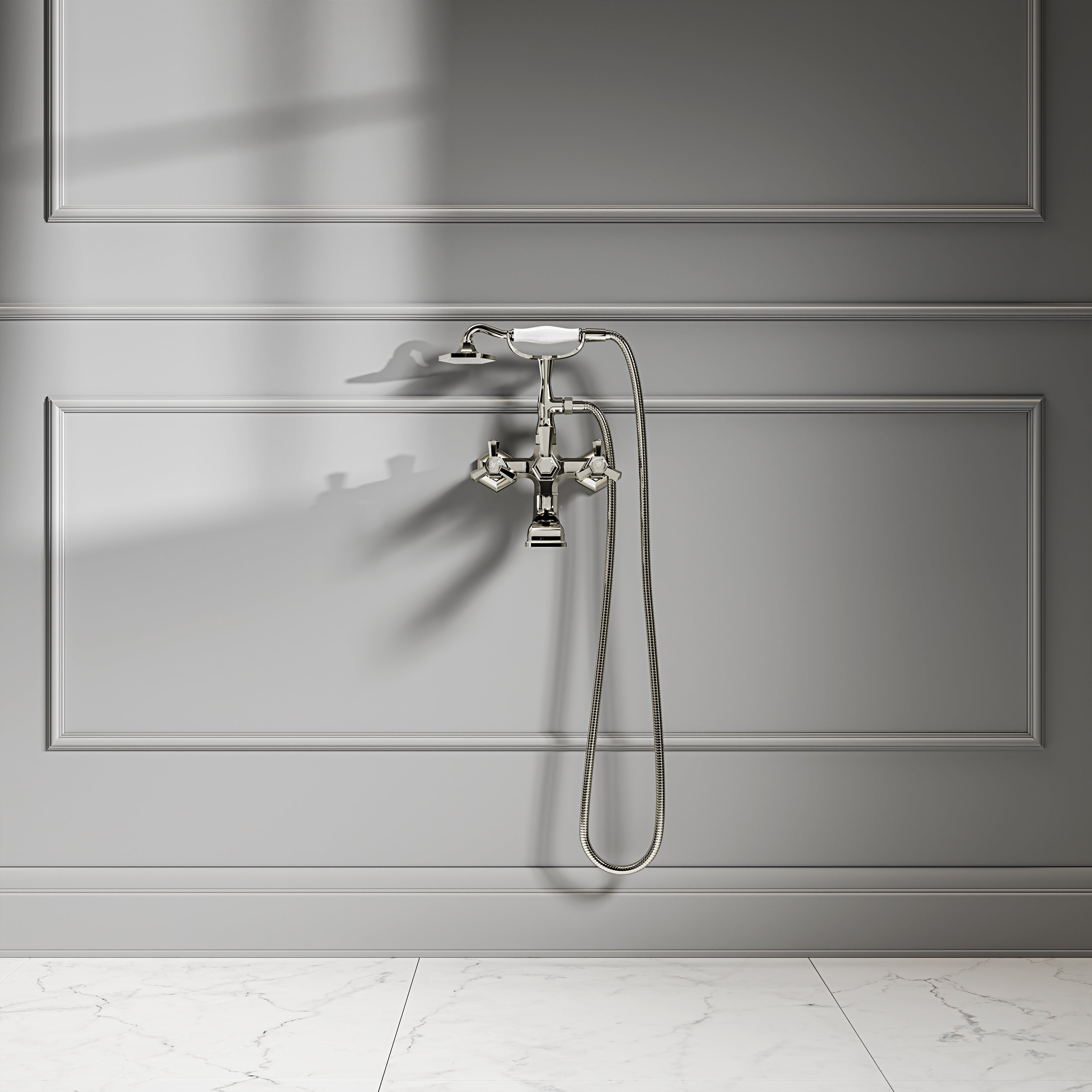 Arlington Polished Nickel Wall Mounted Bath Shower Tap
