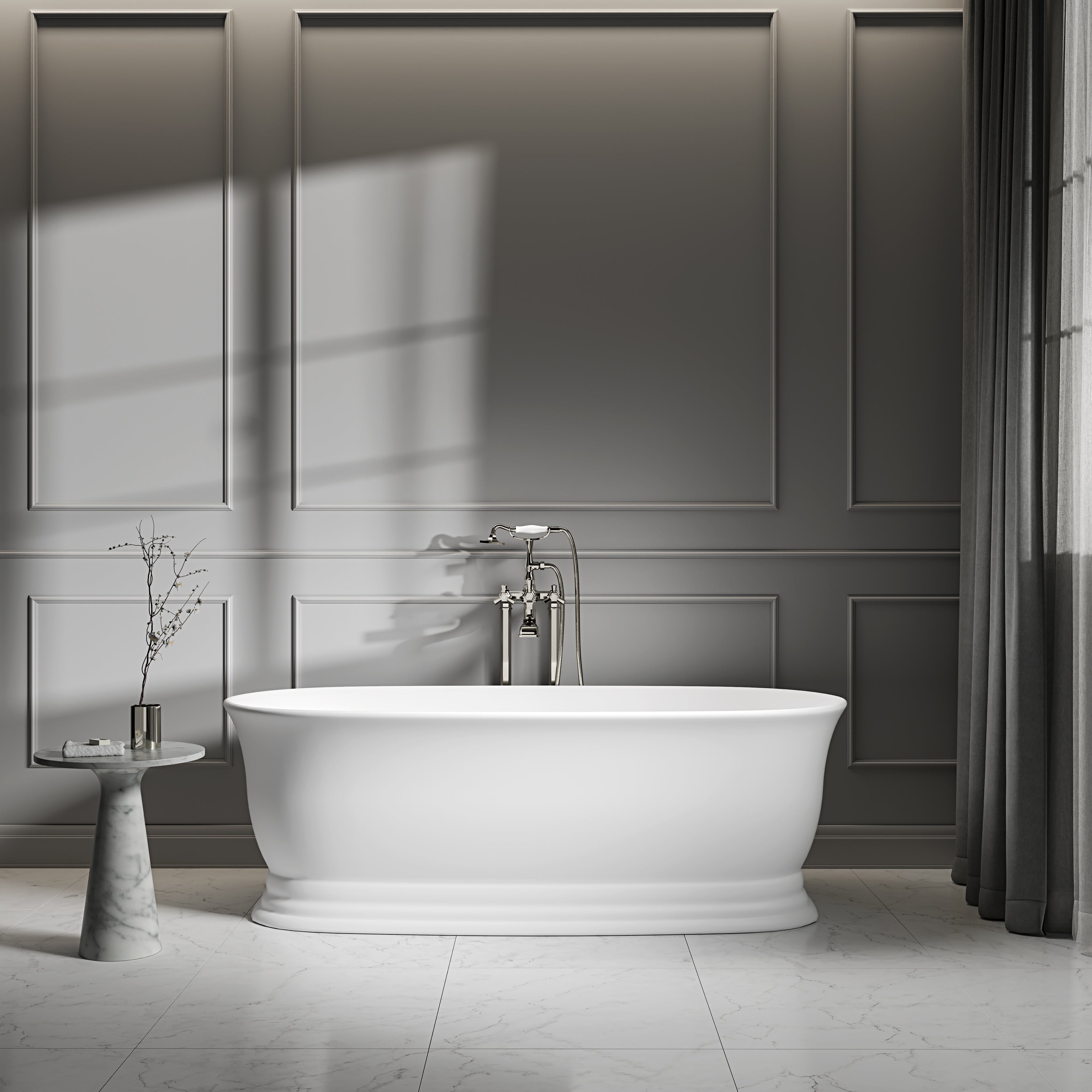 Arlington Polished Nickel Floorstanding Bath Shower Tap