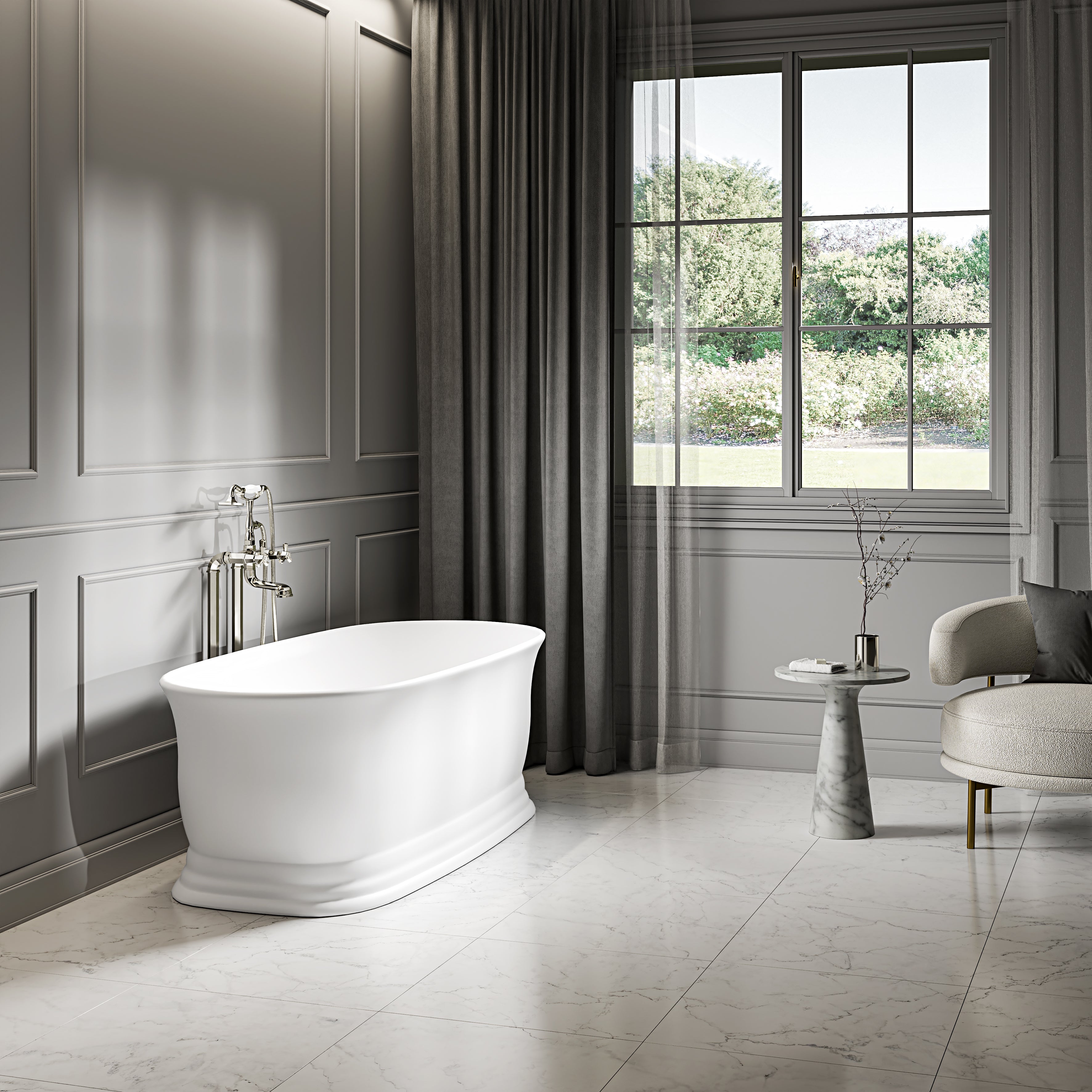 Arlington Polished Nickel Floorstanding Bath Shower Tap