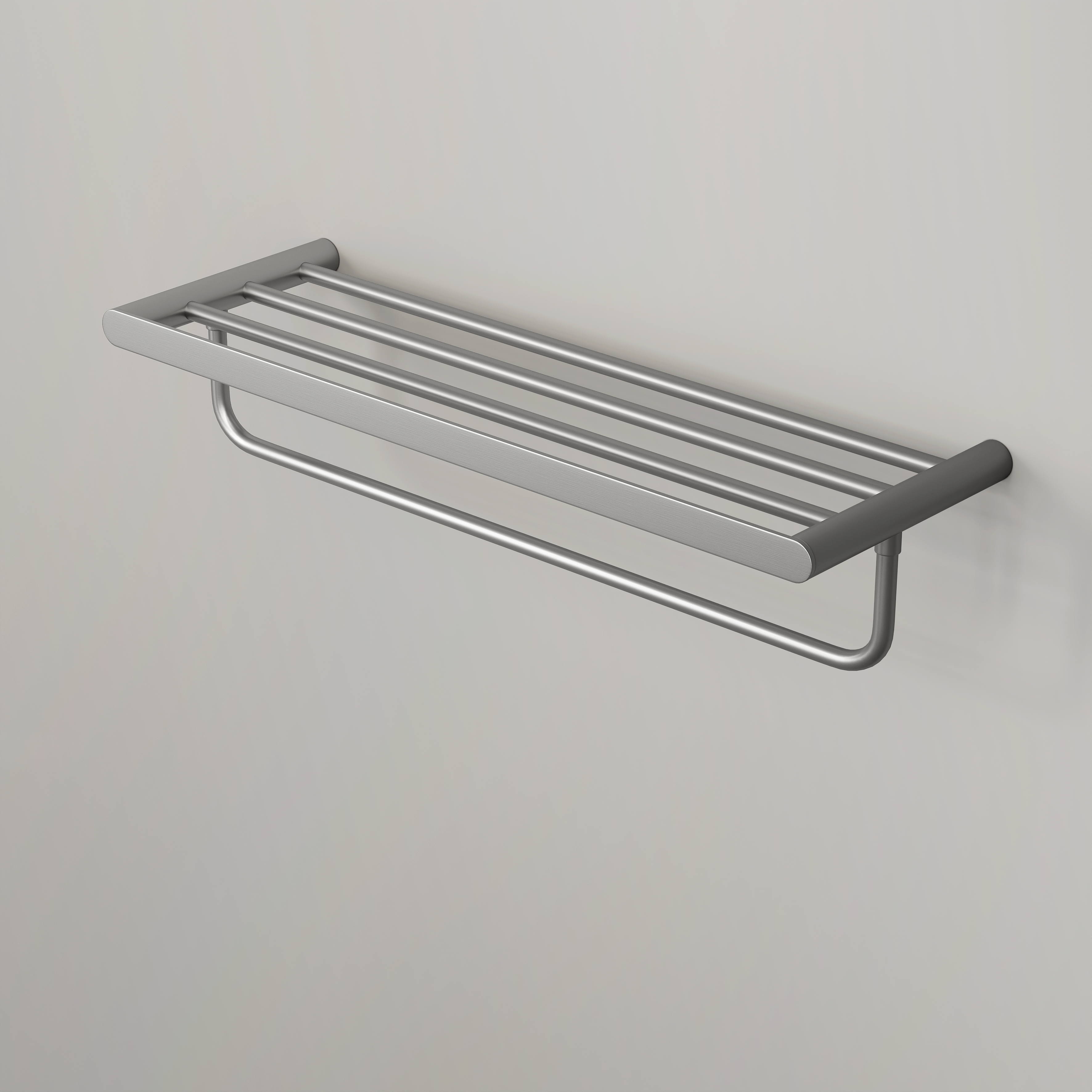 Nuvo Brushed Stainless Towel Shelf With Rail 600