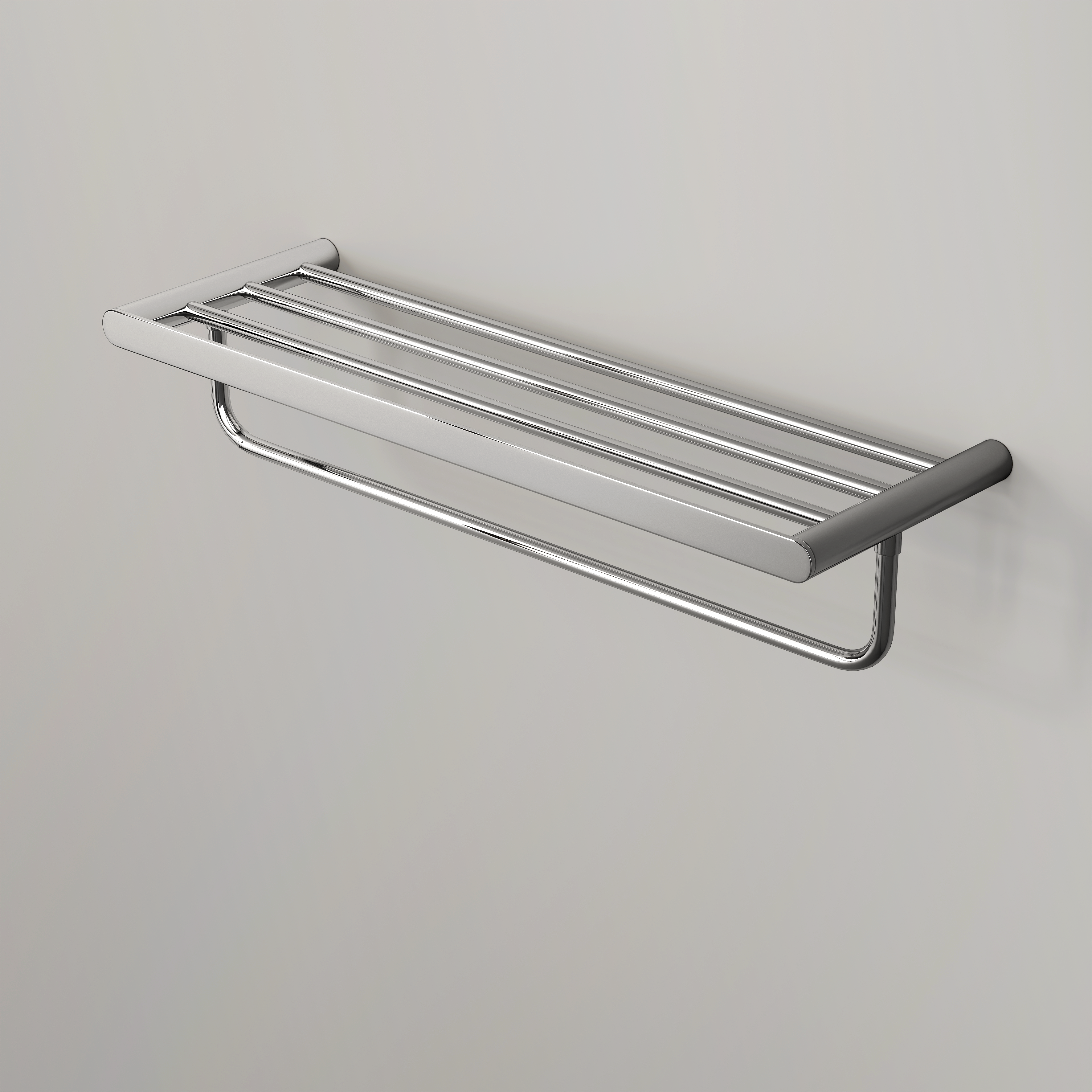 Nuvo Chrome Towel Shelf With Rail 600
