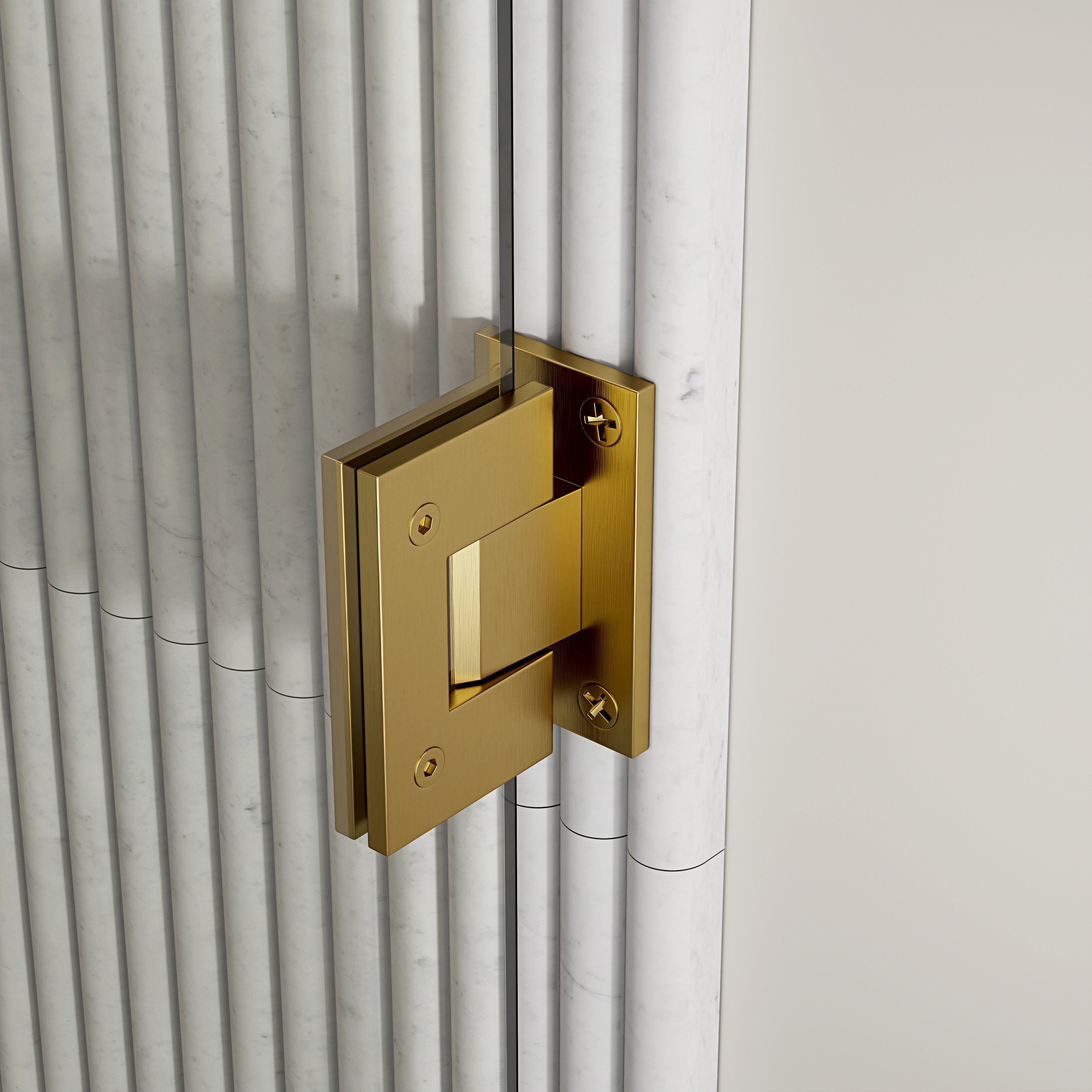 Chilton Frameless Bath Shower Screen 800mm with Brushed Gold Hinge