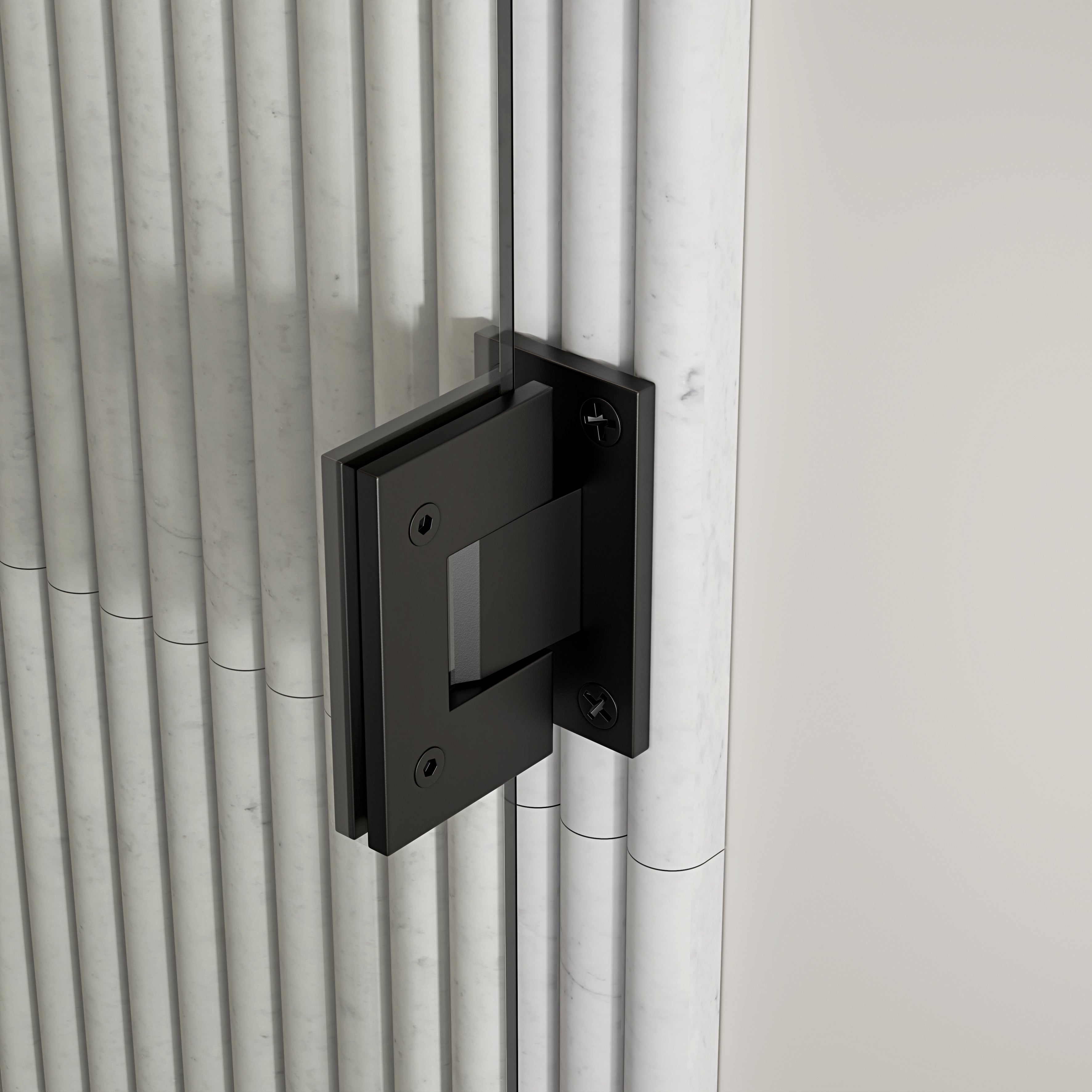 Chilton Frameless Bath Shower Screen 800mm with Matte Black Hinge