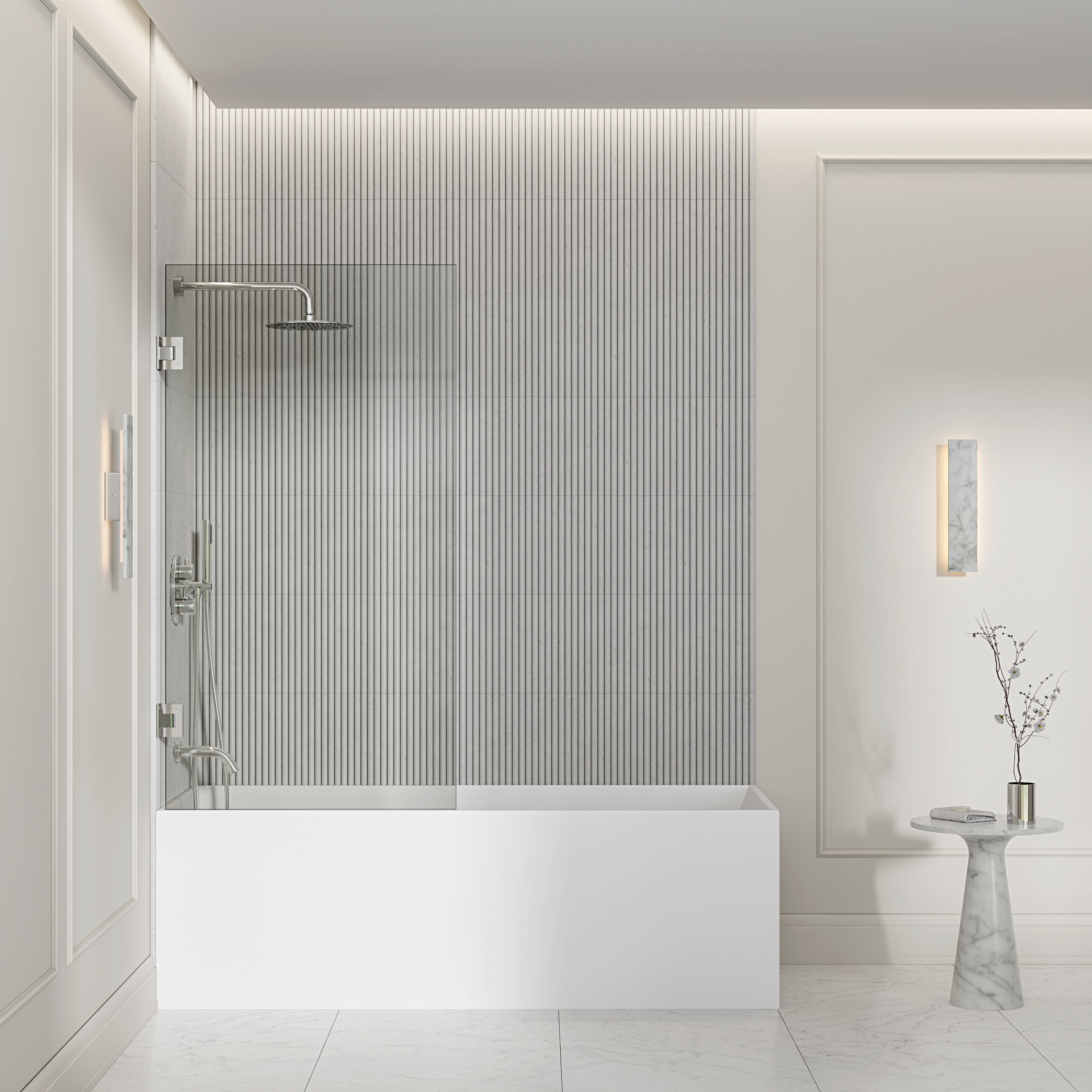 Chilton Frameless Bath Shower Screen 800mm with Chrome Hinge