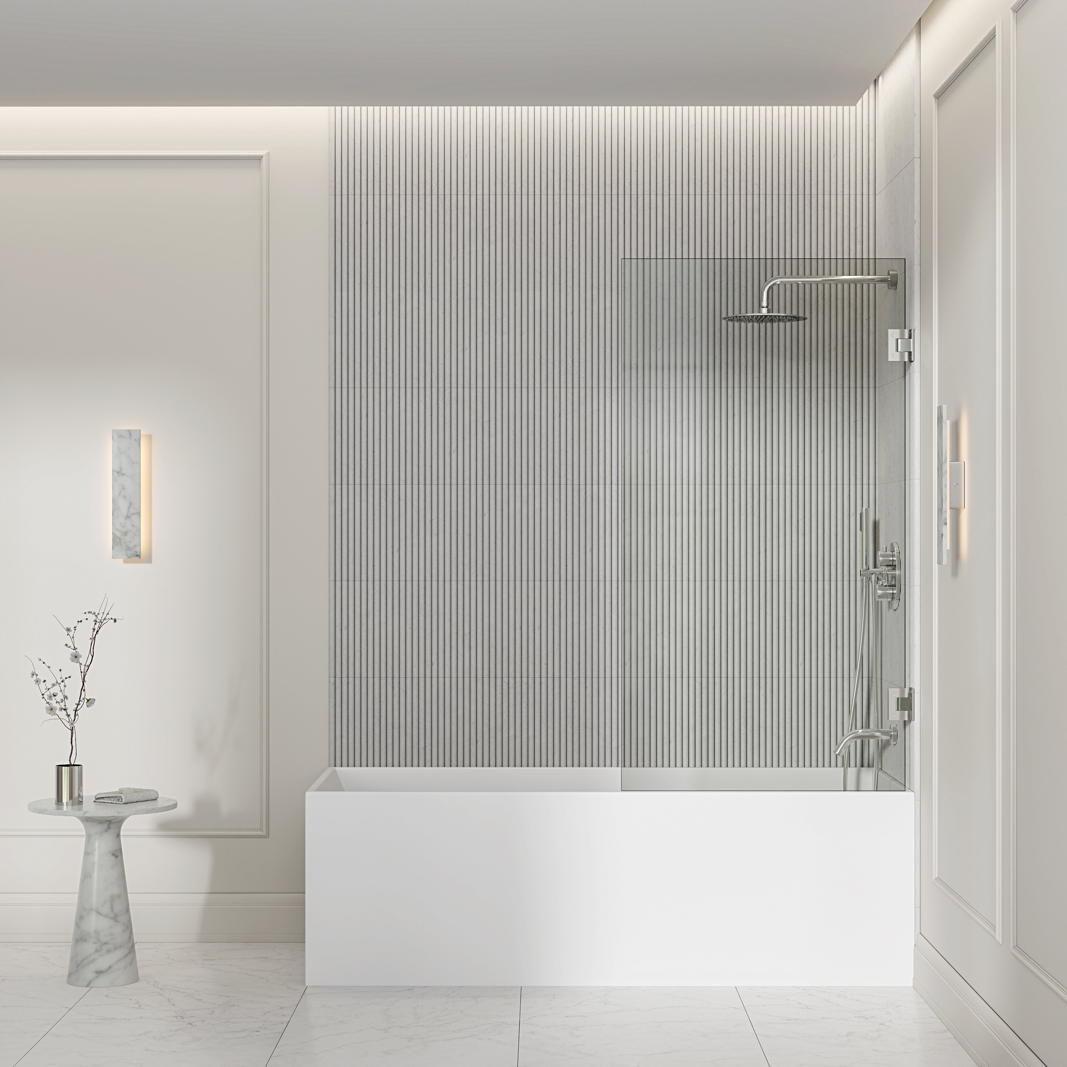 Chilton Frameless Bath Shower Screen 800mm with Chrome Hinge