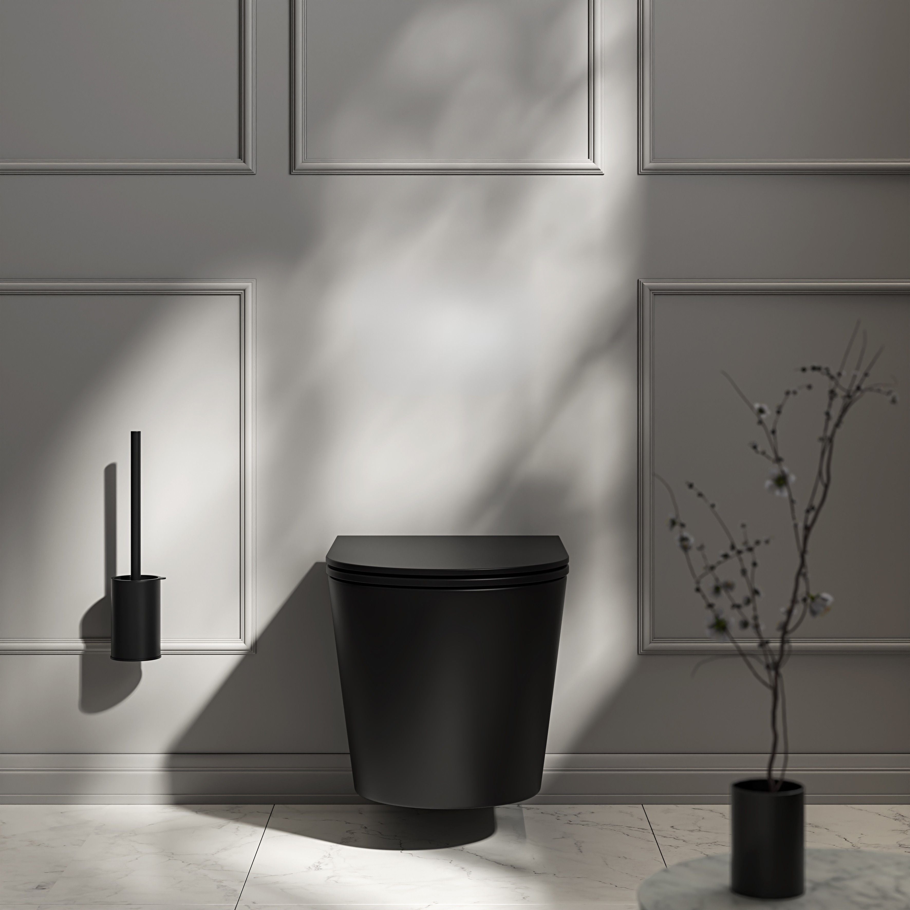 Nuvo Matte Black Wall Hung Rimless Toilet