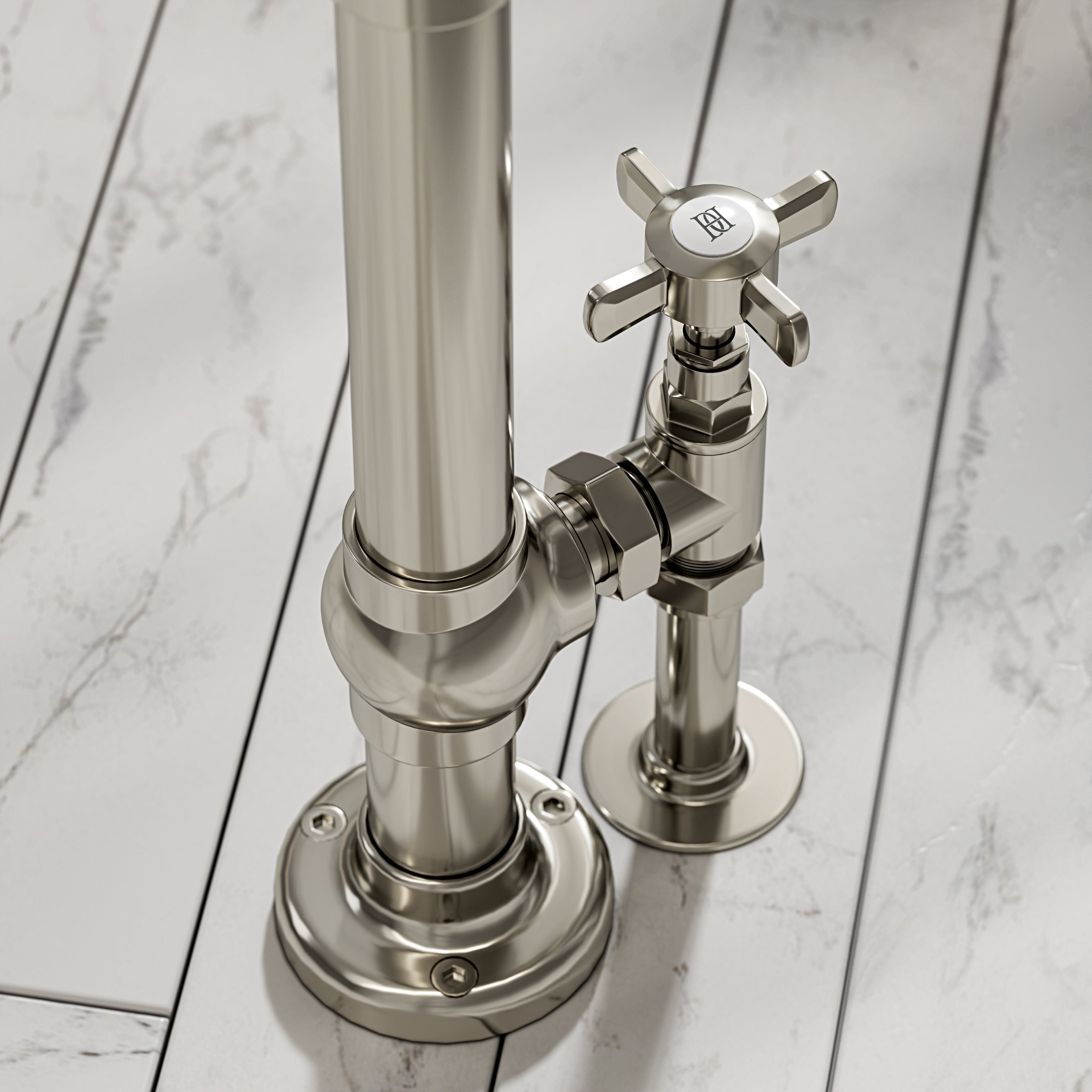 Branford Floor Mounted Traditional Towel Warmer Radiator Polished Nickel