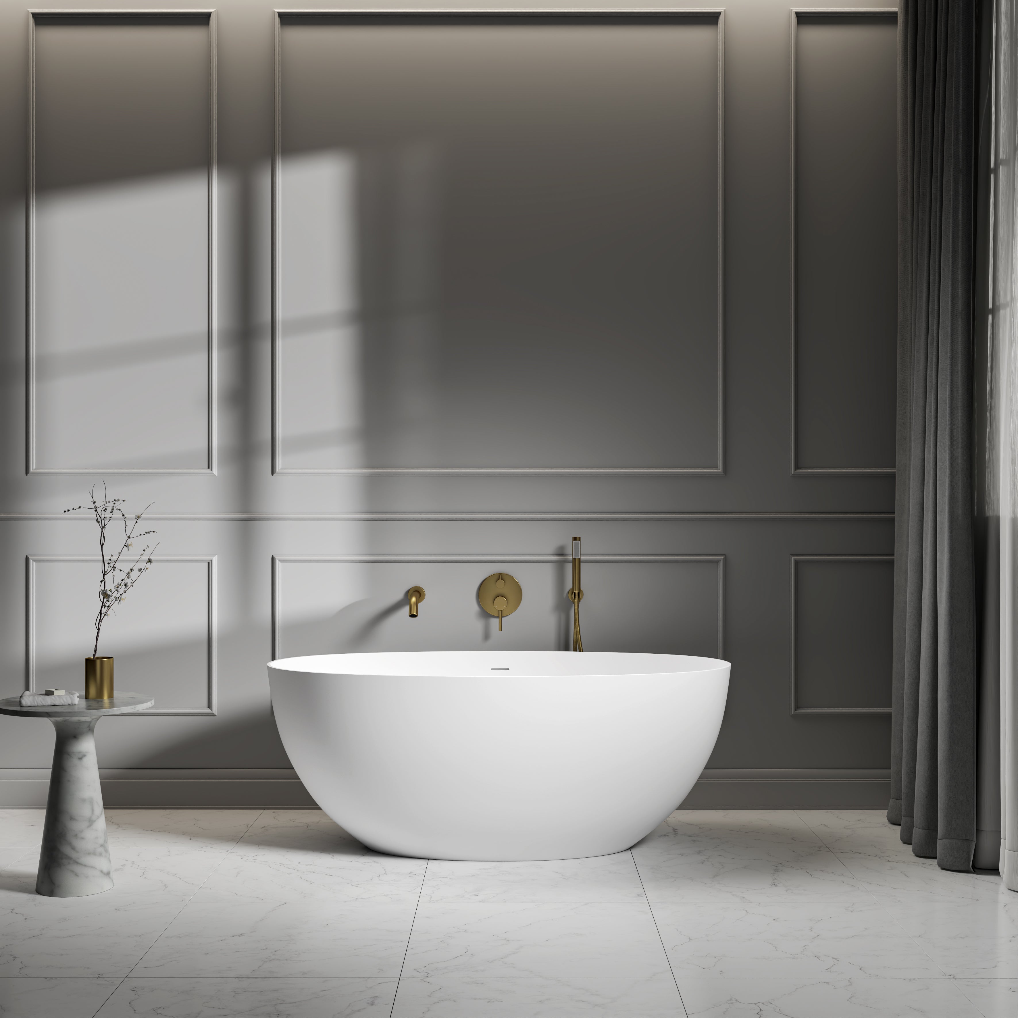 Bromley Freestanding White Stone Bath 1400mm