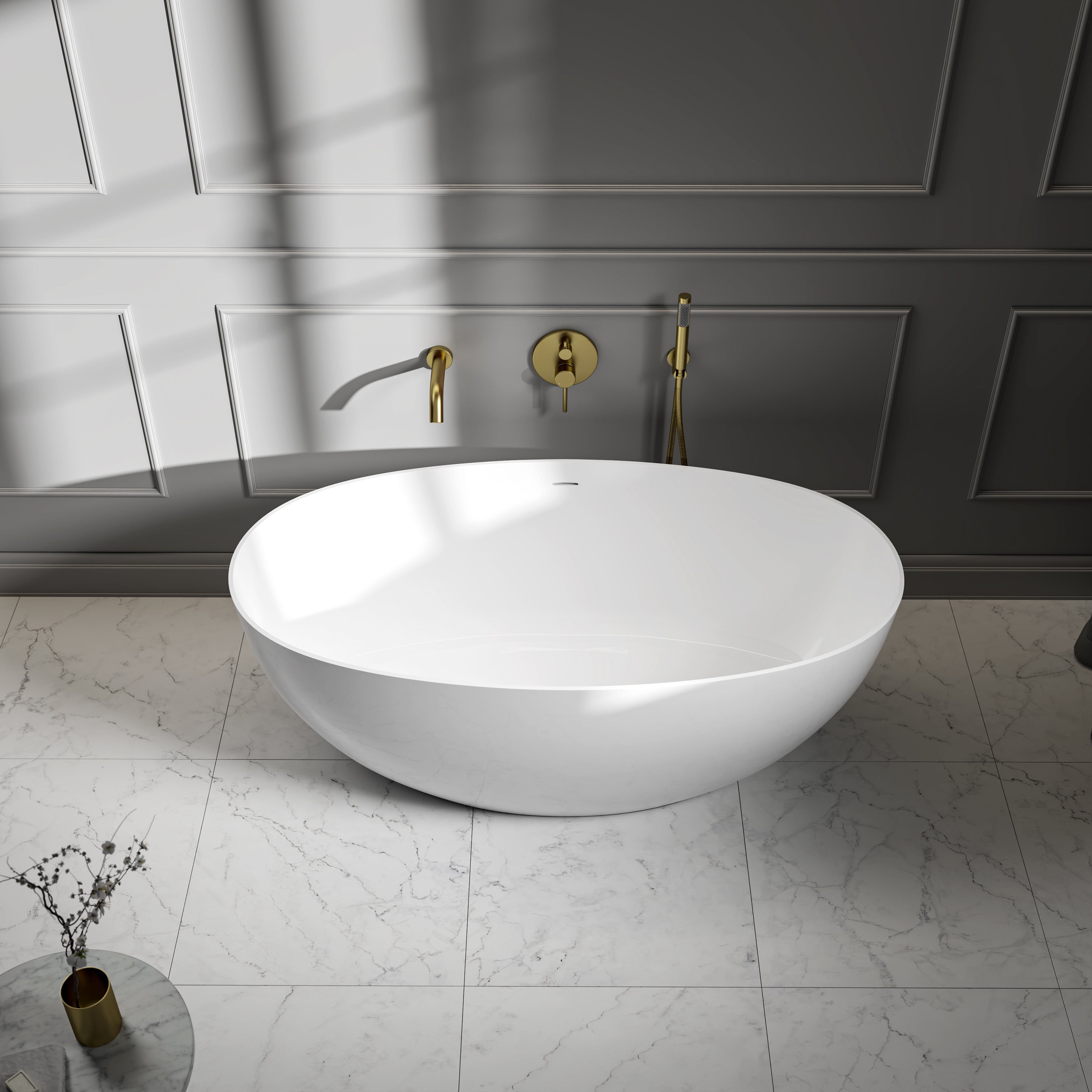 Bromley Freestanding White Stone Bath 1400mm