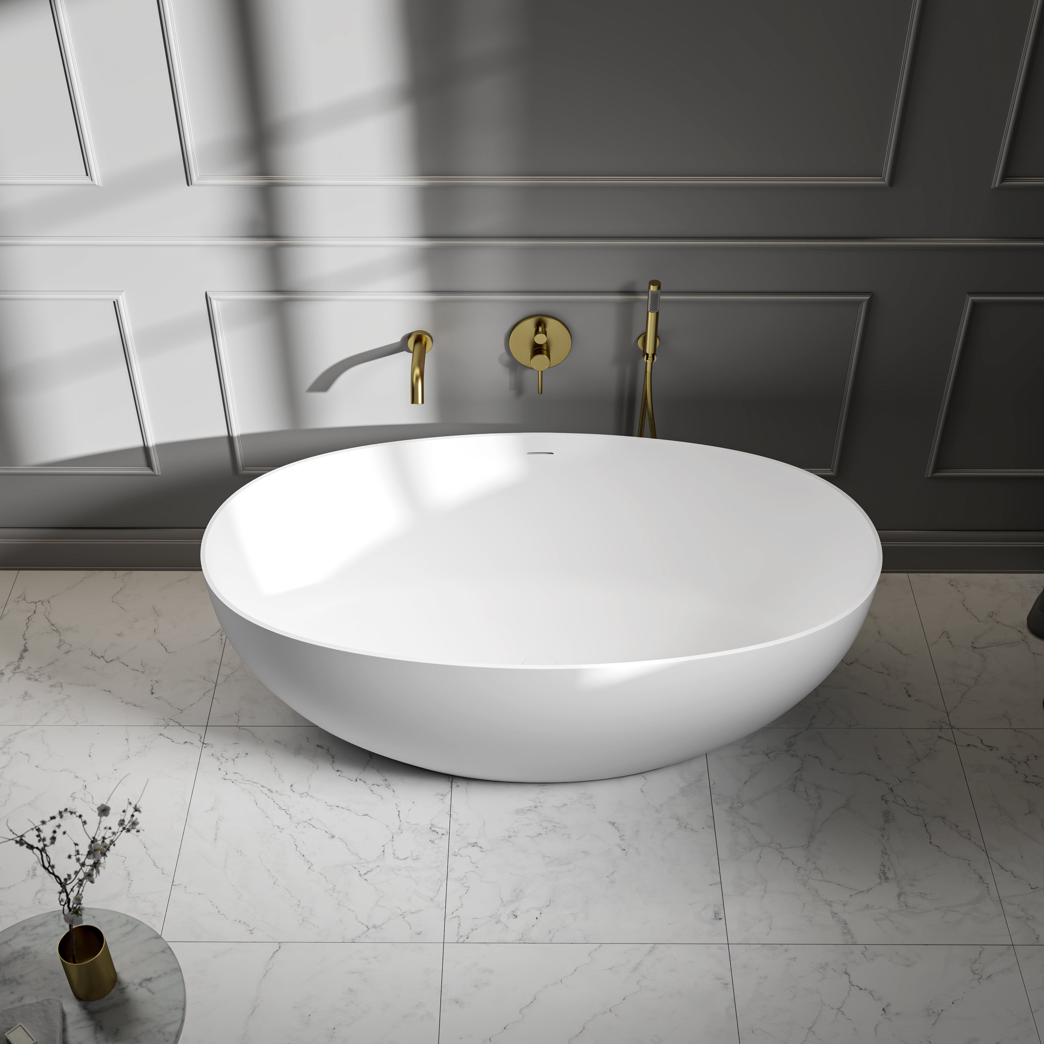 Bromley Freestanding White Stone Bath 1500mm