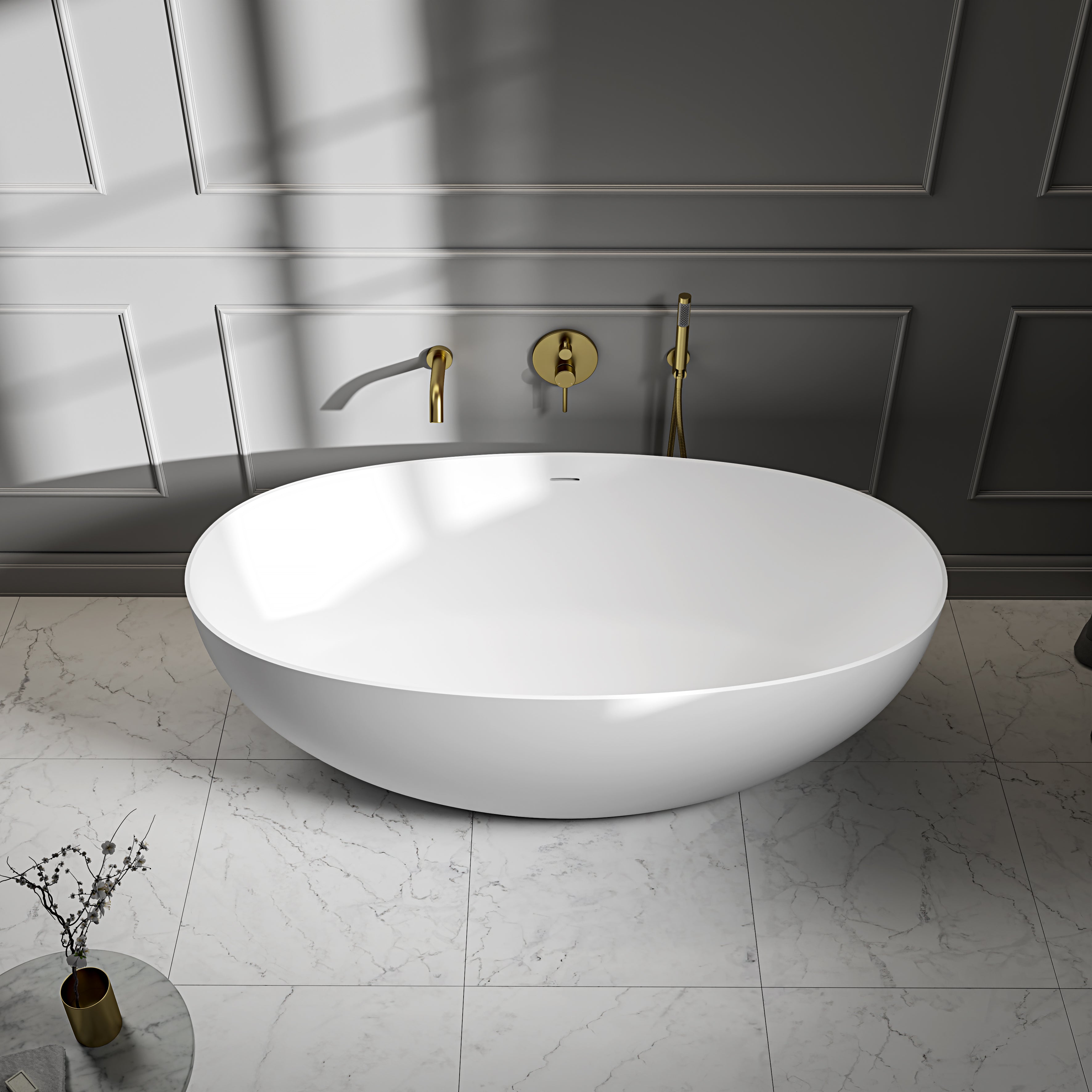 Bromley Freestanding White Stone Bath 1600mm