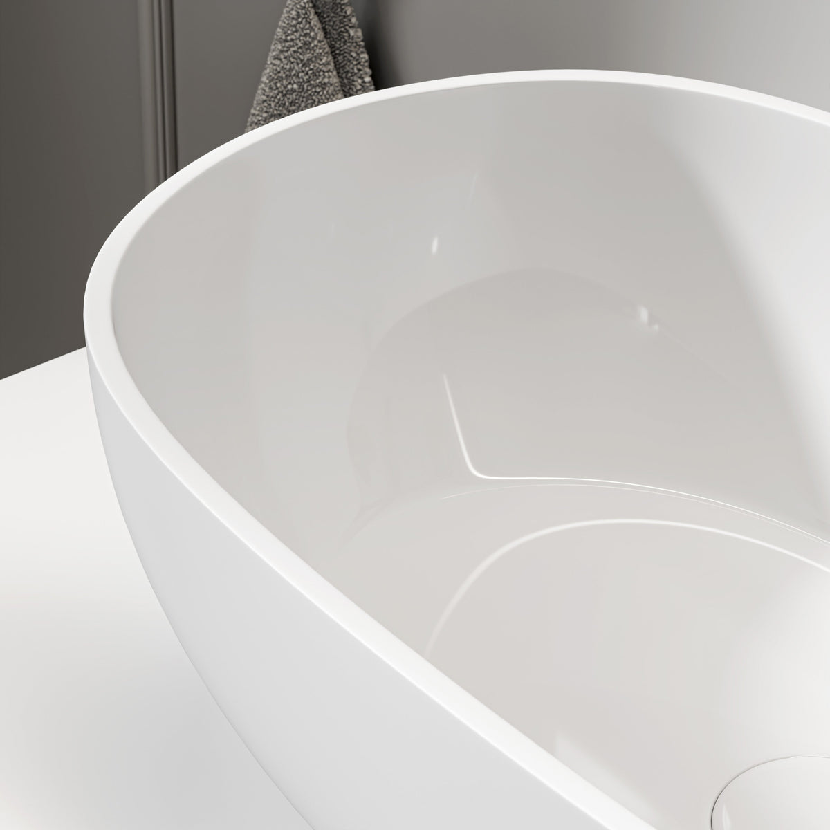 Bromley Countertop Stone Basin 560mm White