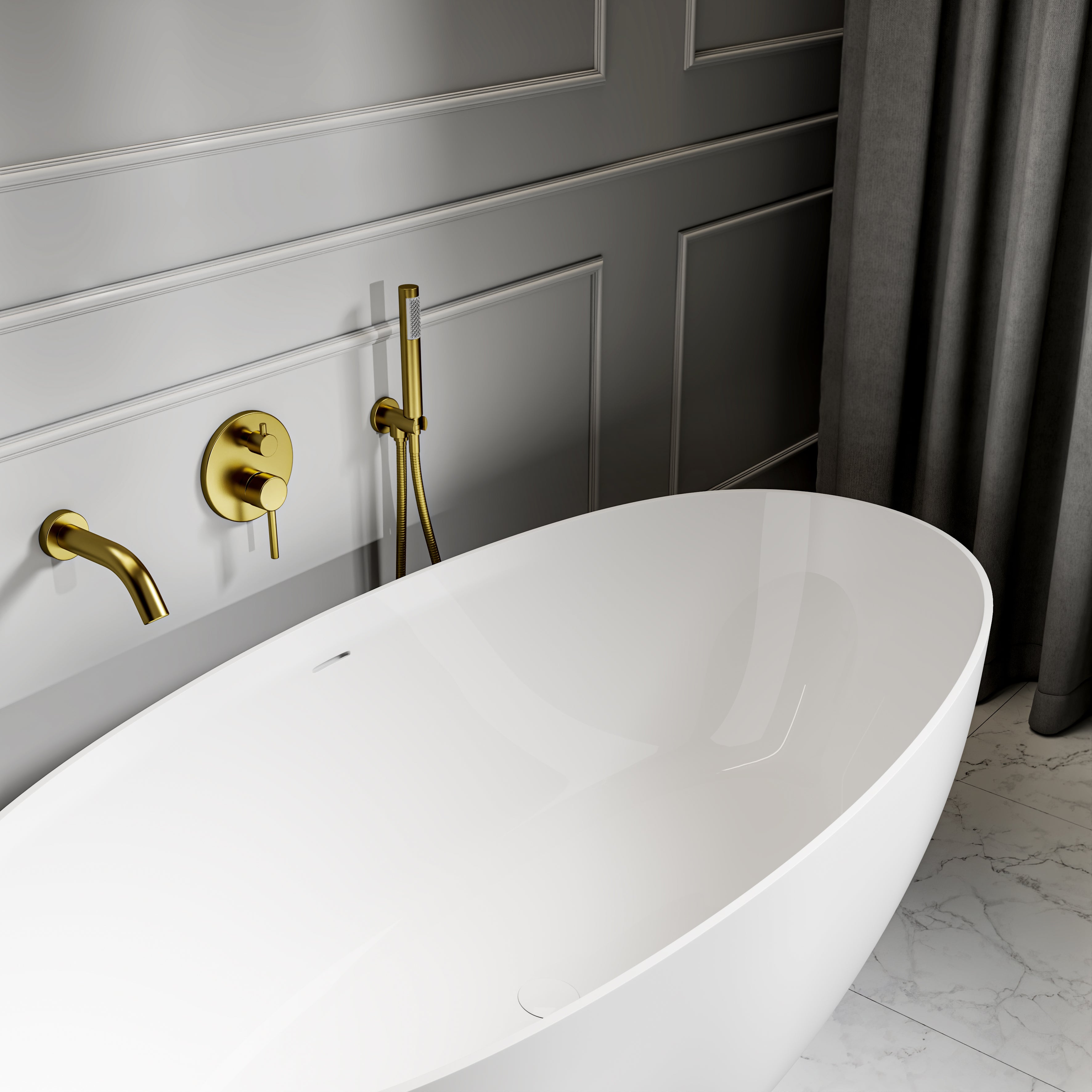 Bromley Freestanding White Stone Bath 1600mm