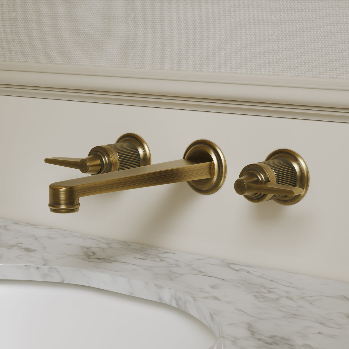Pembury Brushed Bronze 3 Hole Wall Mounted Basin Mixer Tap