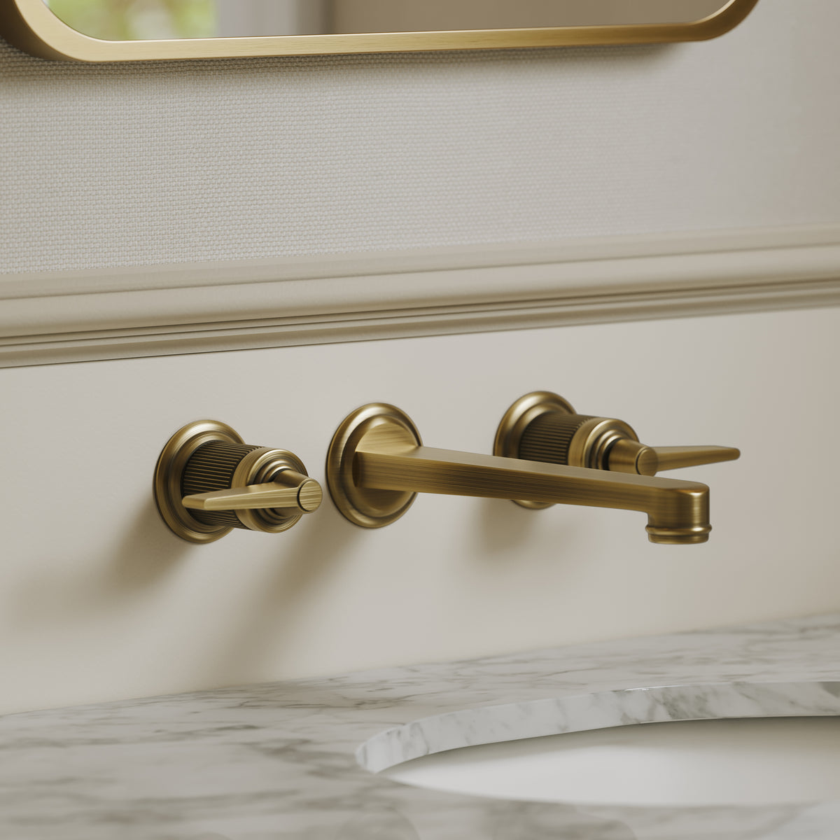 Pembury Brushed Bronze 3 Hole Wall Mounted Basin Mixer Tap