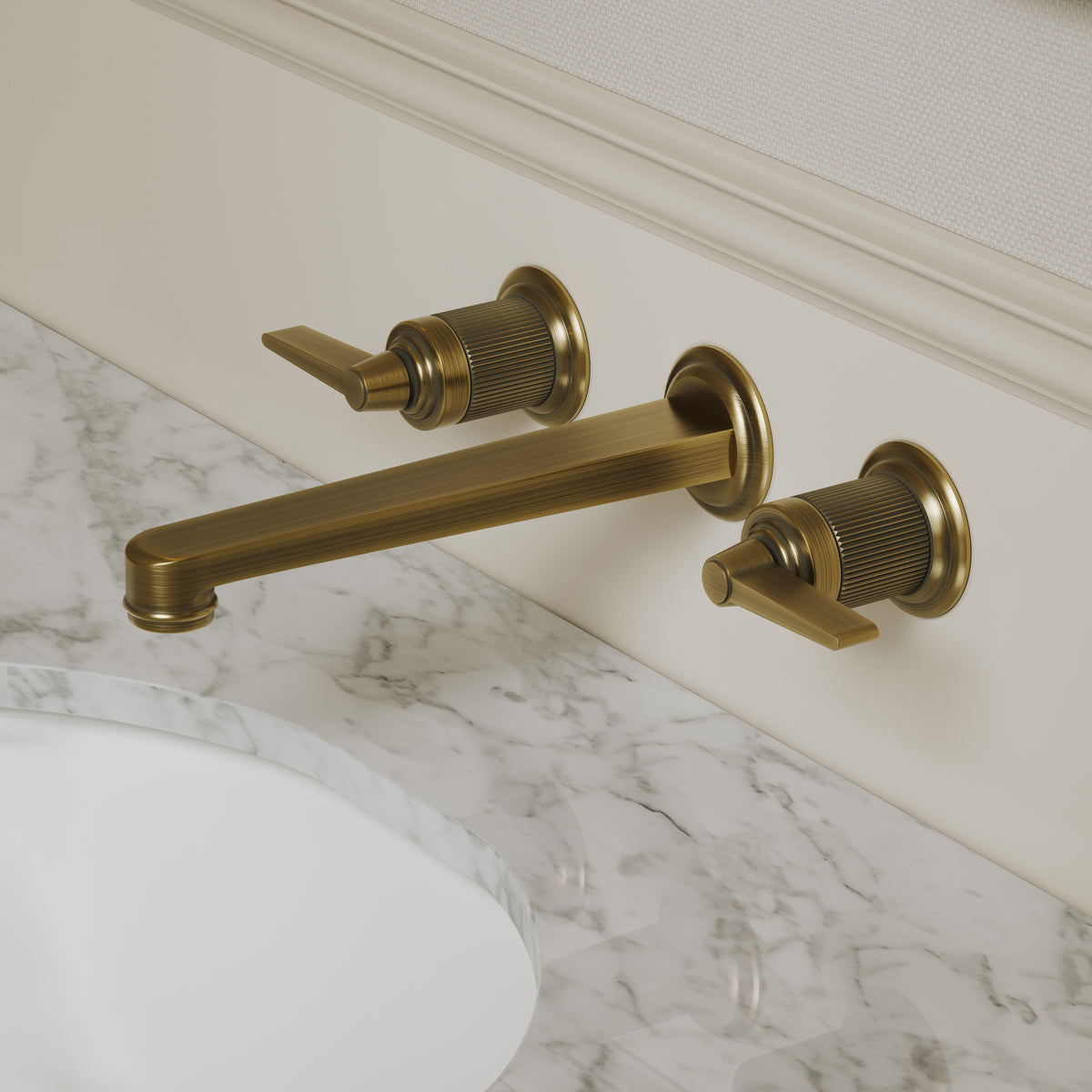 Pembury Brushed Bronze 3 Hole Wall Mounted Basin Mixer Tap