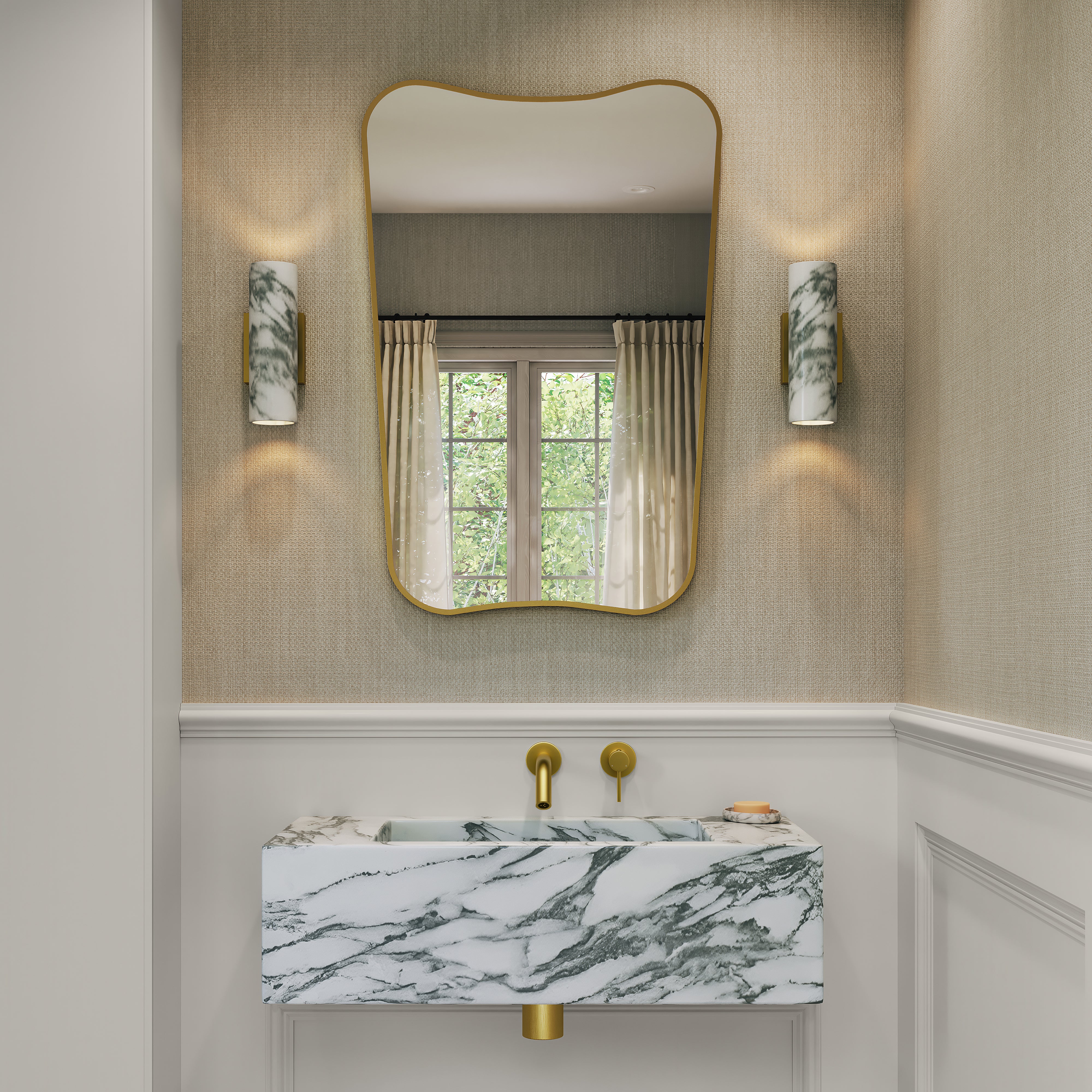 Henley Brushed Gold Curved Mirror 650mm