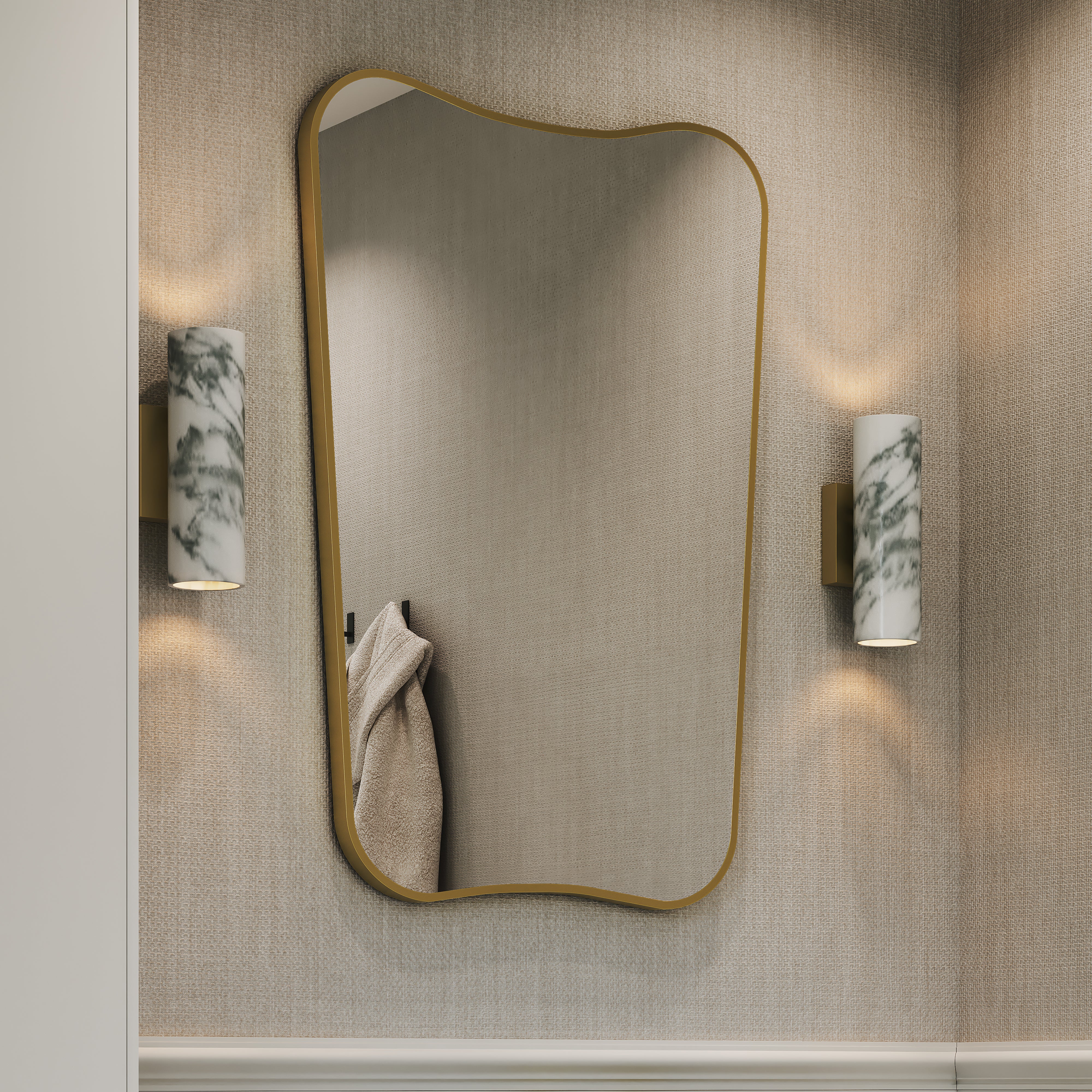 Henley Brushed Gold Curved Mirror 650mm