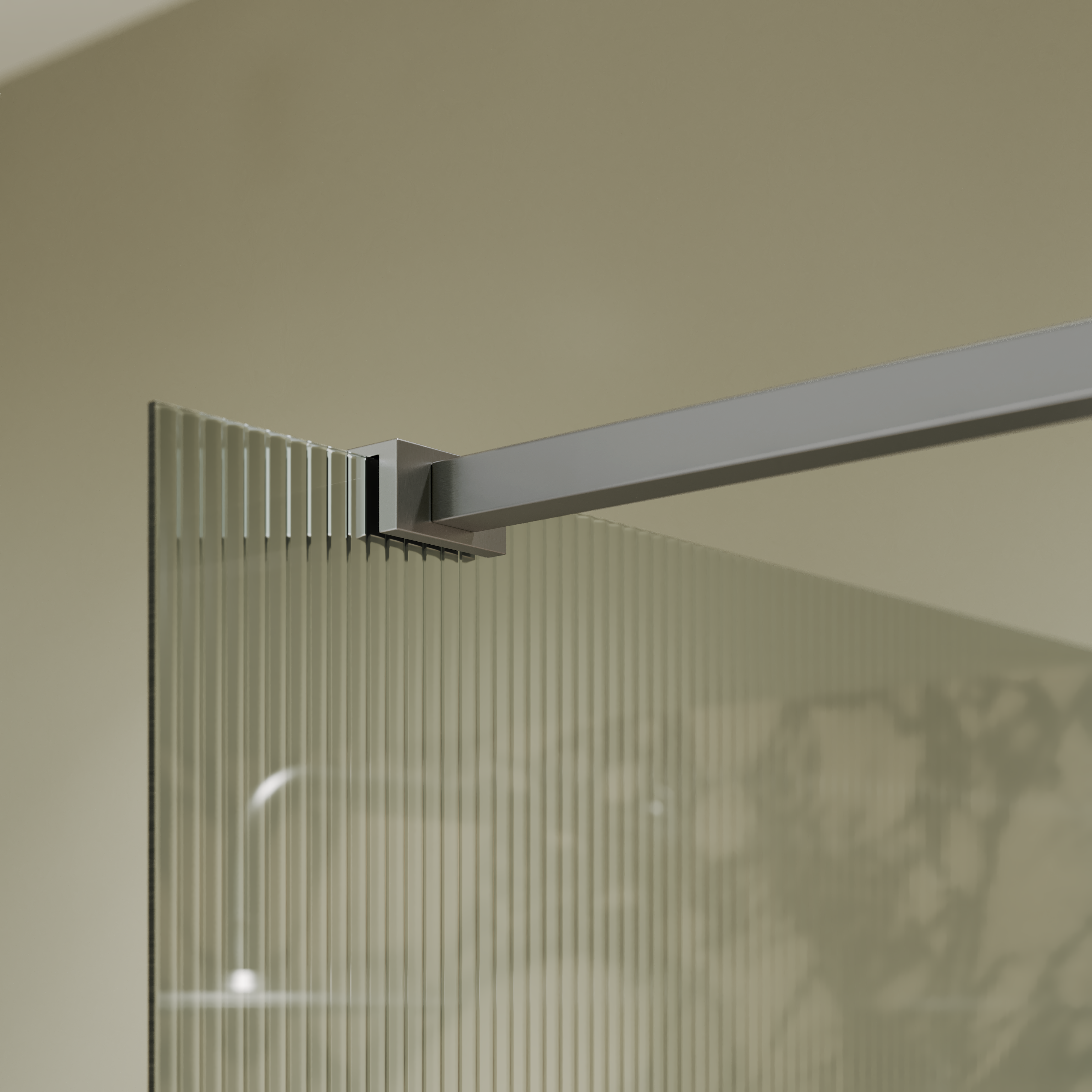 Sterling Reeded Frameless Brushed Stainless Shower Screen
