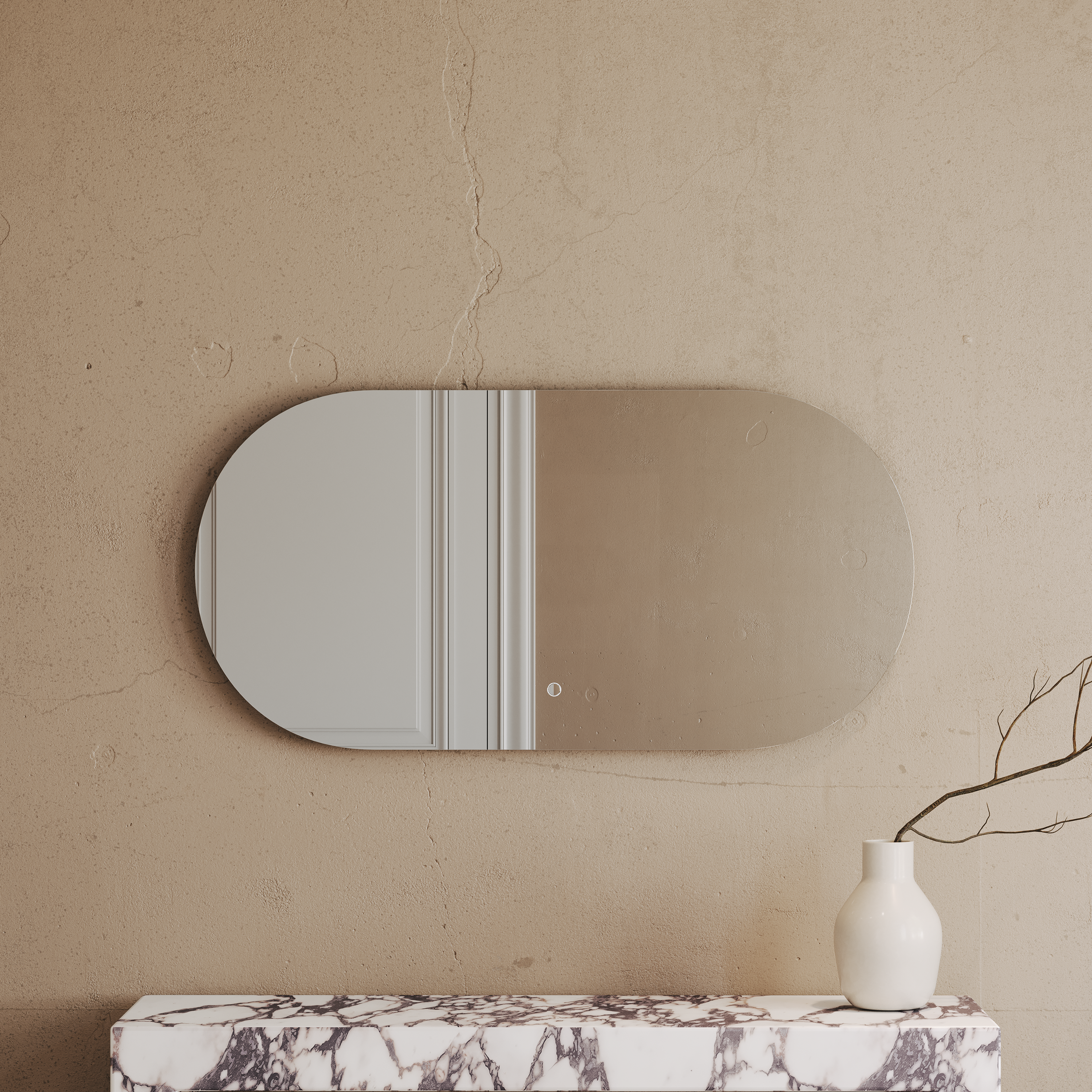 Cellini Oval Mirror with Demister and Light 1200mm