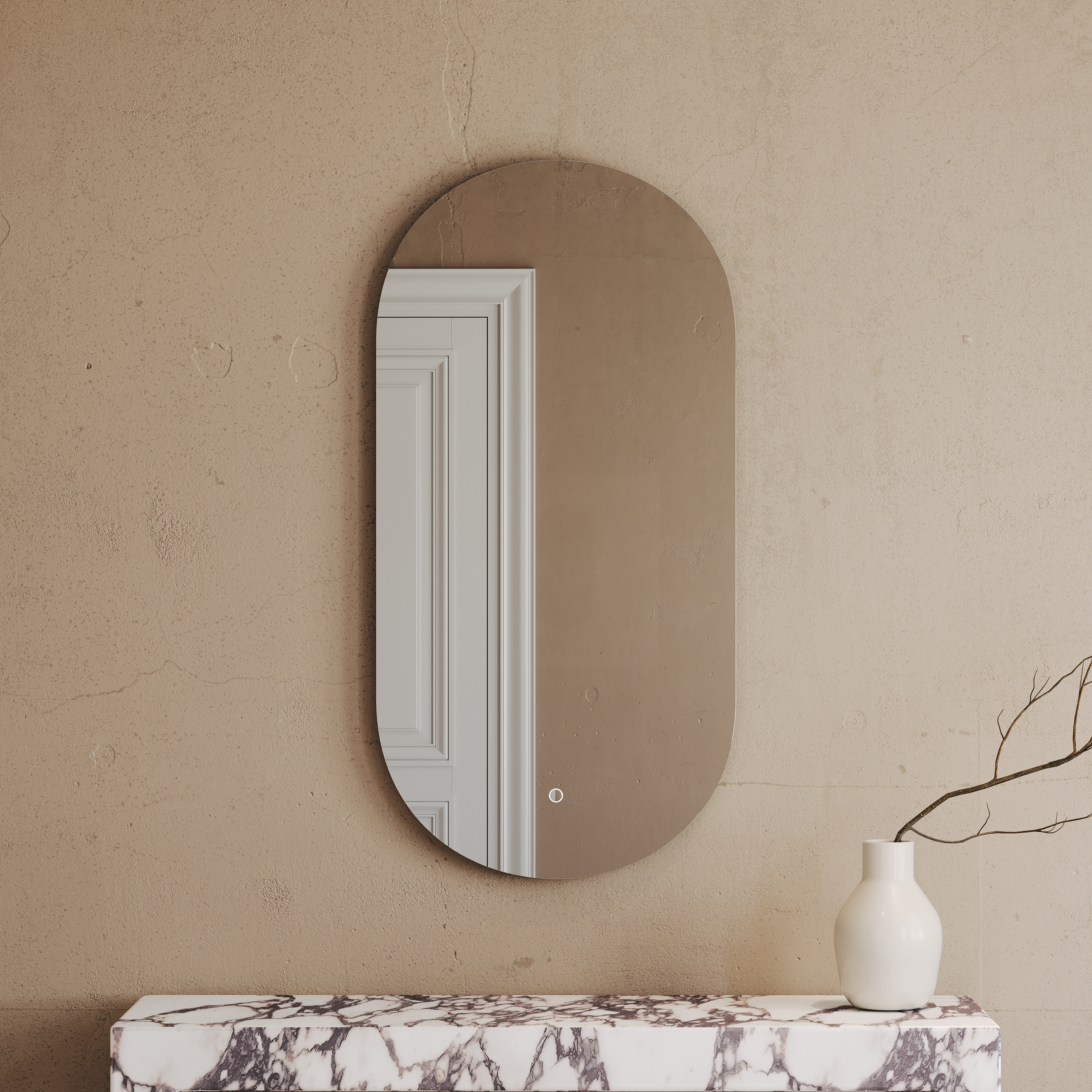Cellini Oval Mirror with Demister and Light 600mm