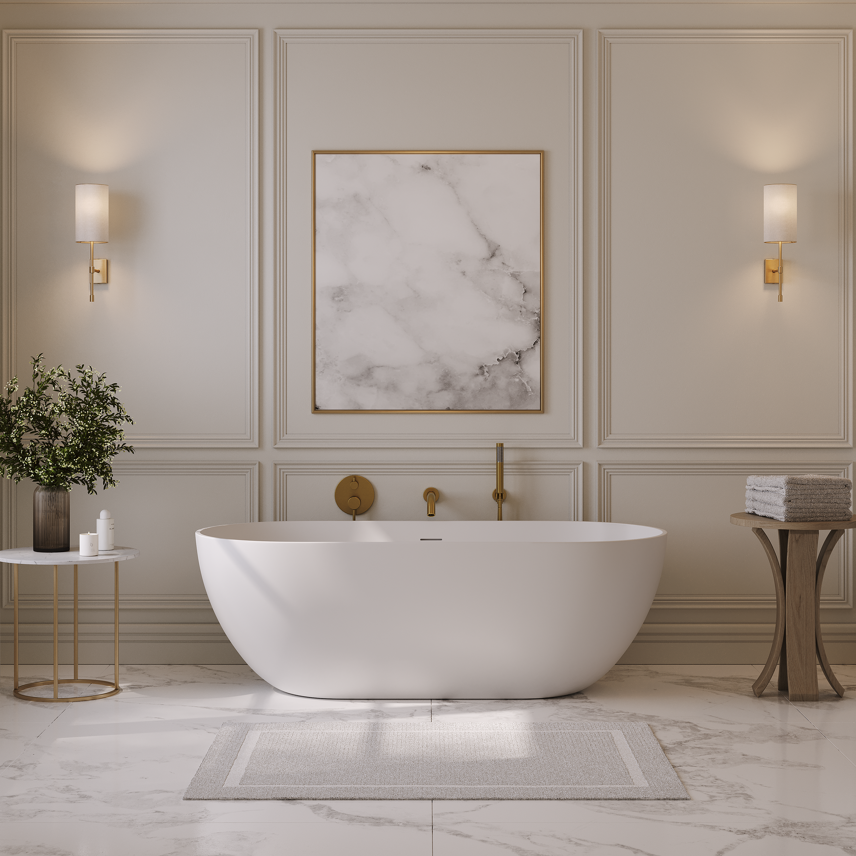 Chesham White Freestanding Stone Bath 1650mm