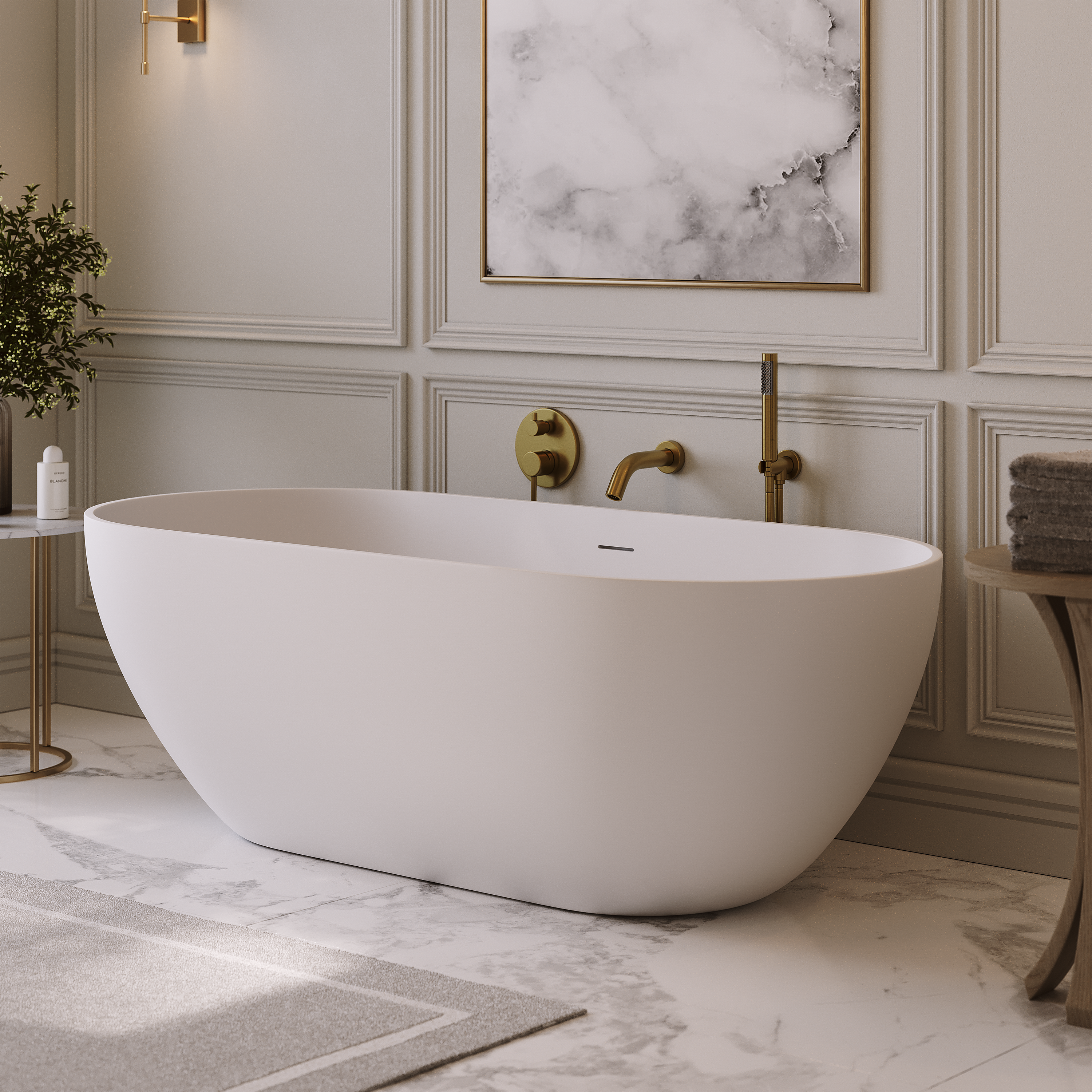 Chesham White Freestanding Stone Bath 1650mm