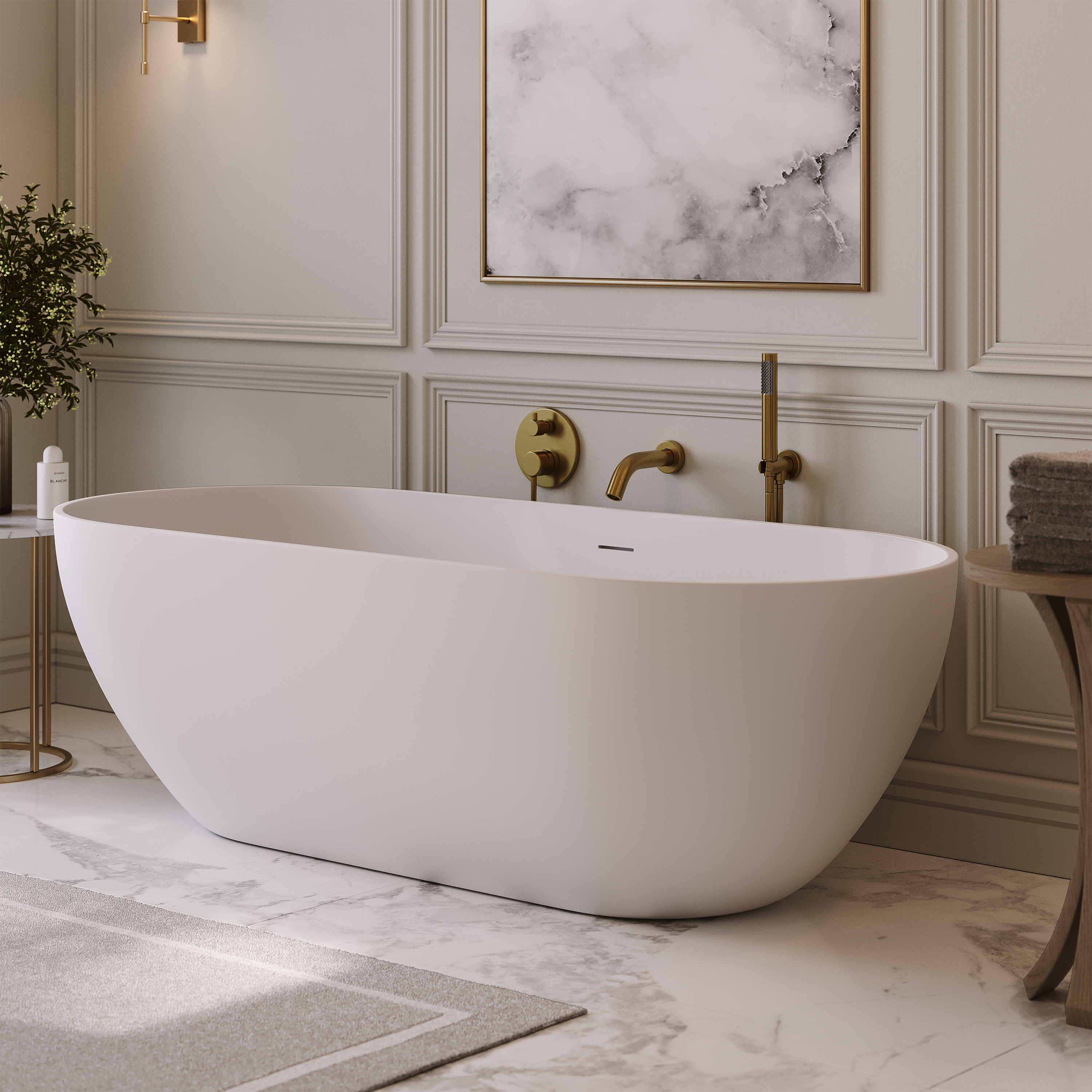 Chesham White Freestanding Stone Bath 1750mm