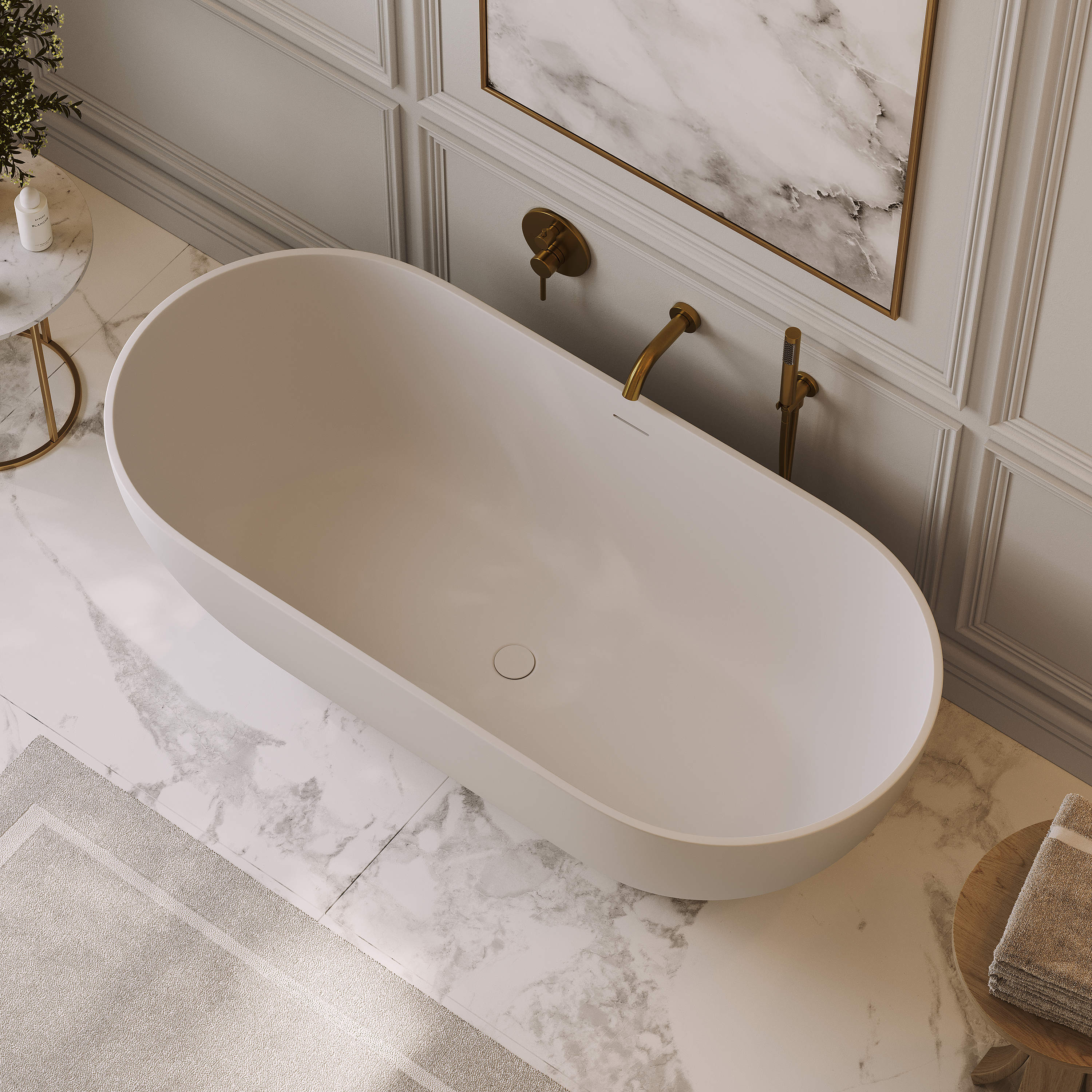 Chesham White Freestanding Stone Bath 1650mm